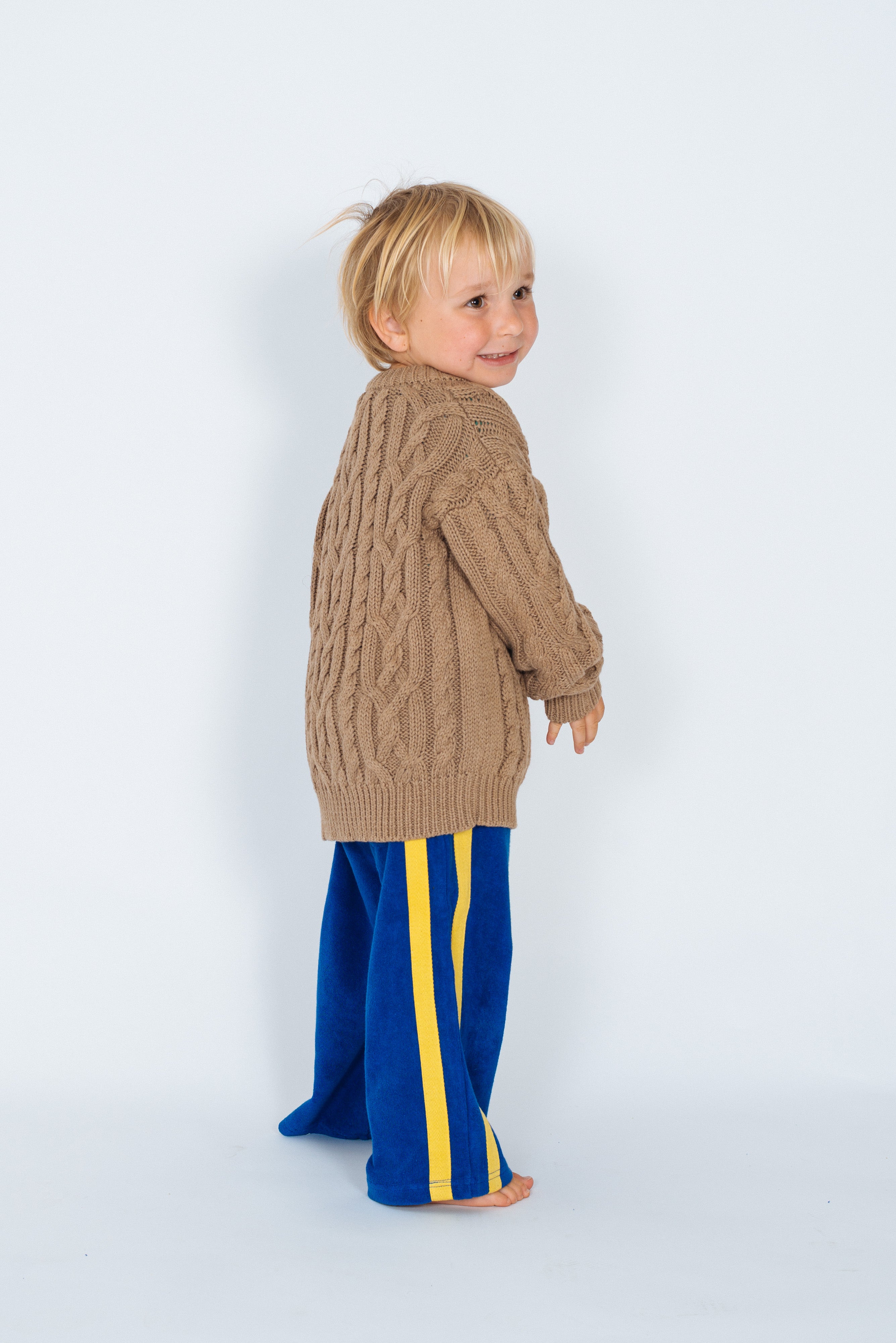 Mini Terry Pant in Cobalt and Yellow Canvas Stripe - Atmosea