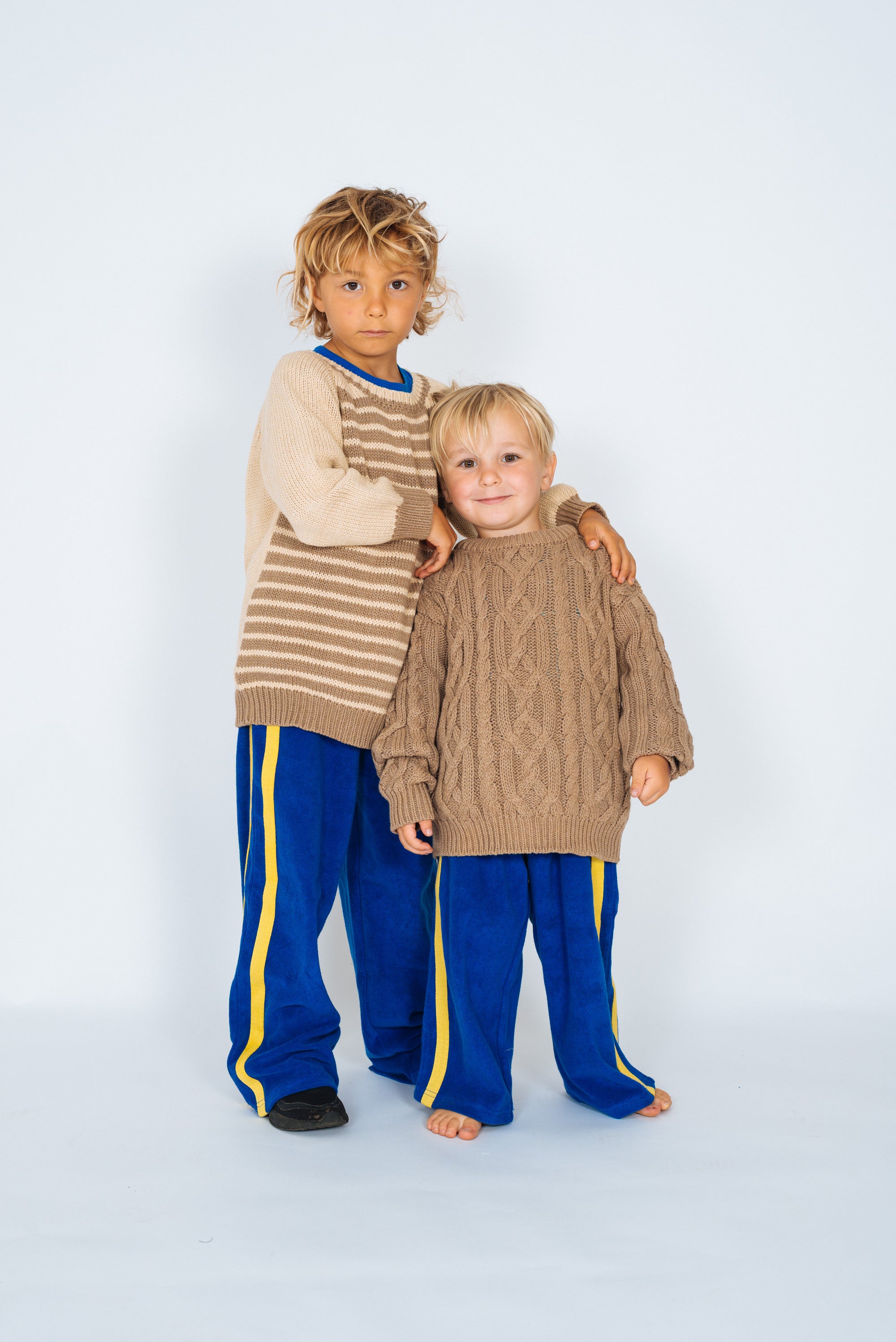 Mini Terry Pant in Cobalt and Yellow Canvas Stripe - Atmosea
