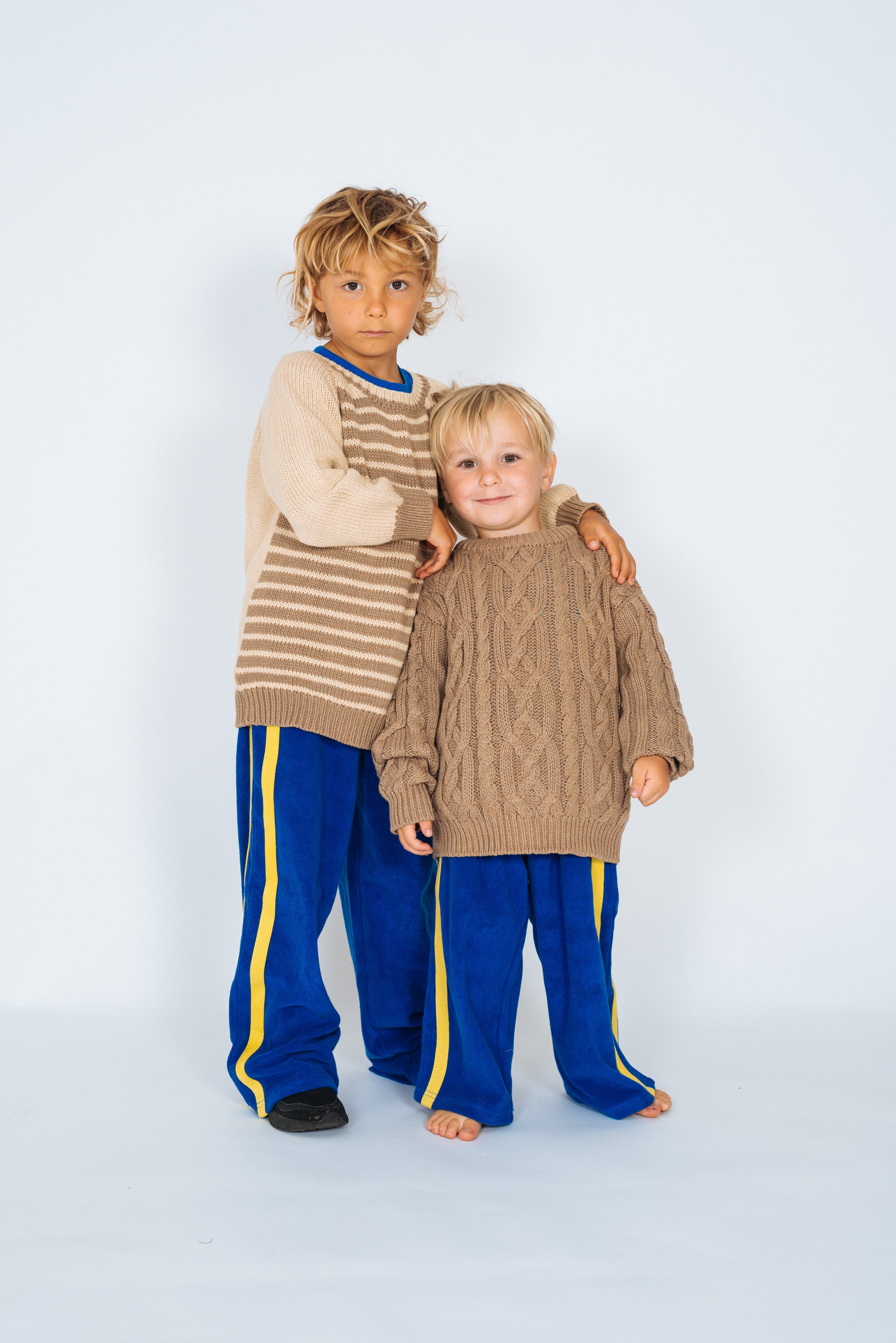 Mini Terry Pant in Cobalt and Yellow Canvas Stripe - Atmosea