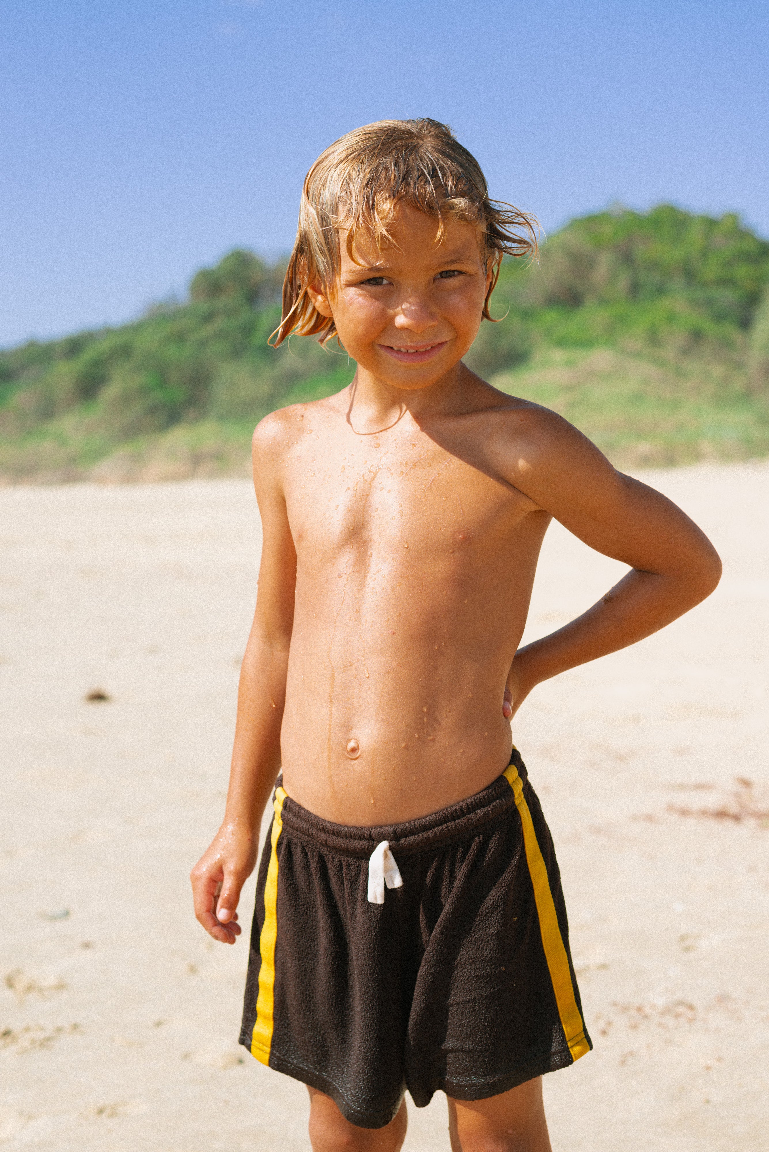 Mini Terry Toweling Shorts in Chocolate Mango - Atmosea