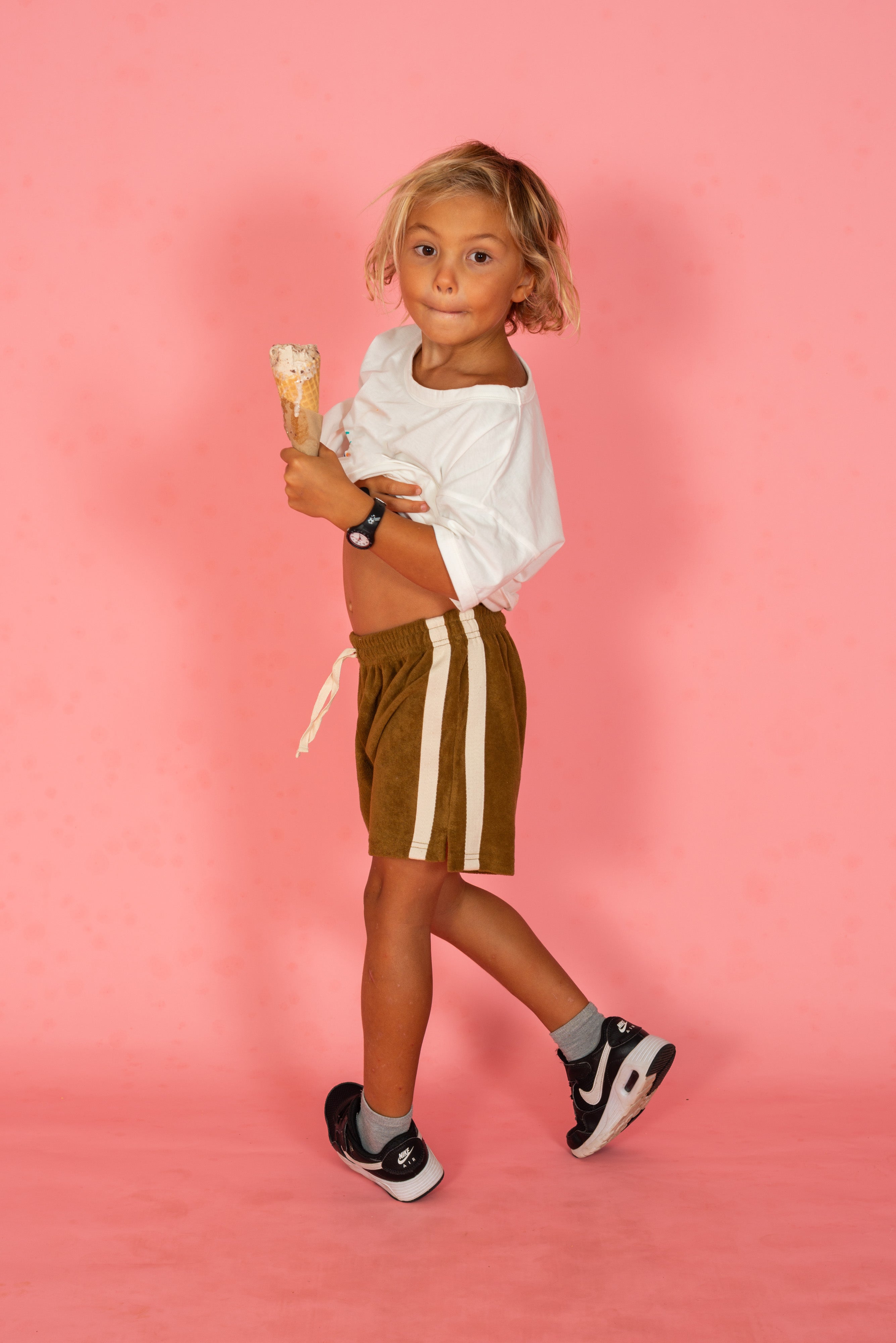 Mini Terry Towelling Shorts in Army Green - Atmosea