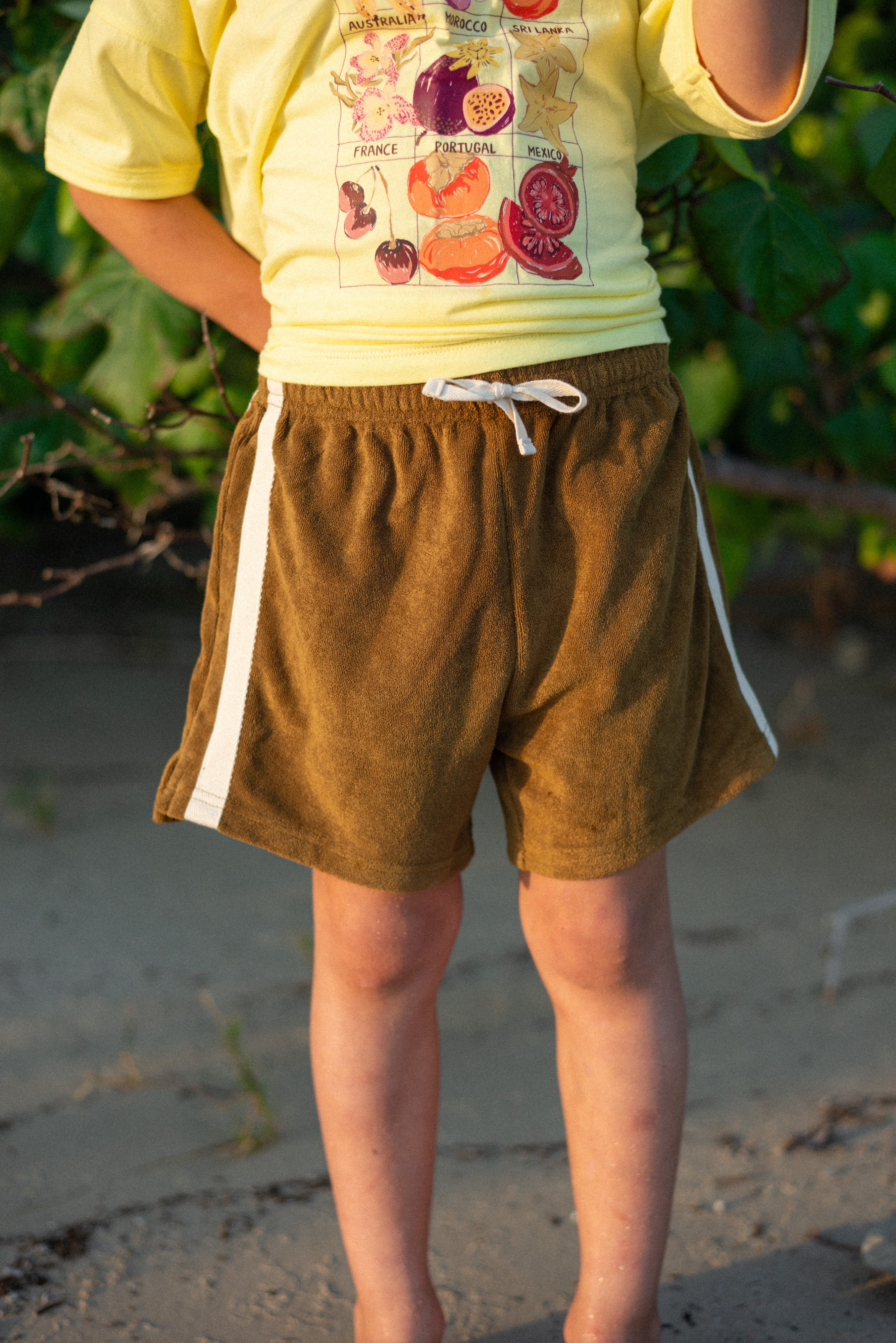 Mini Terry Towelling Shorts in Army Green - Atmosea