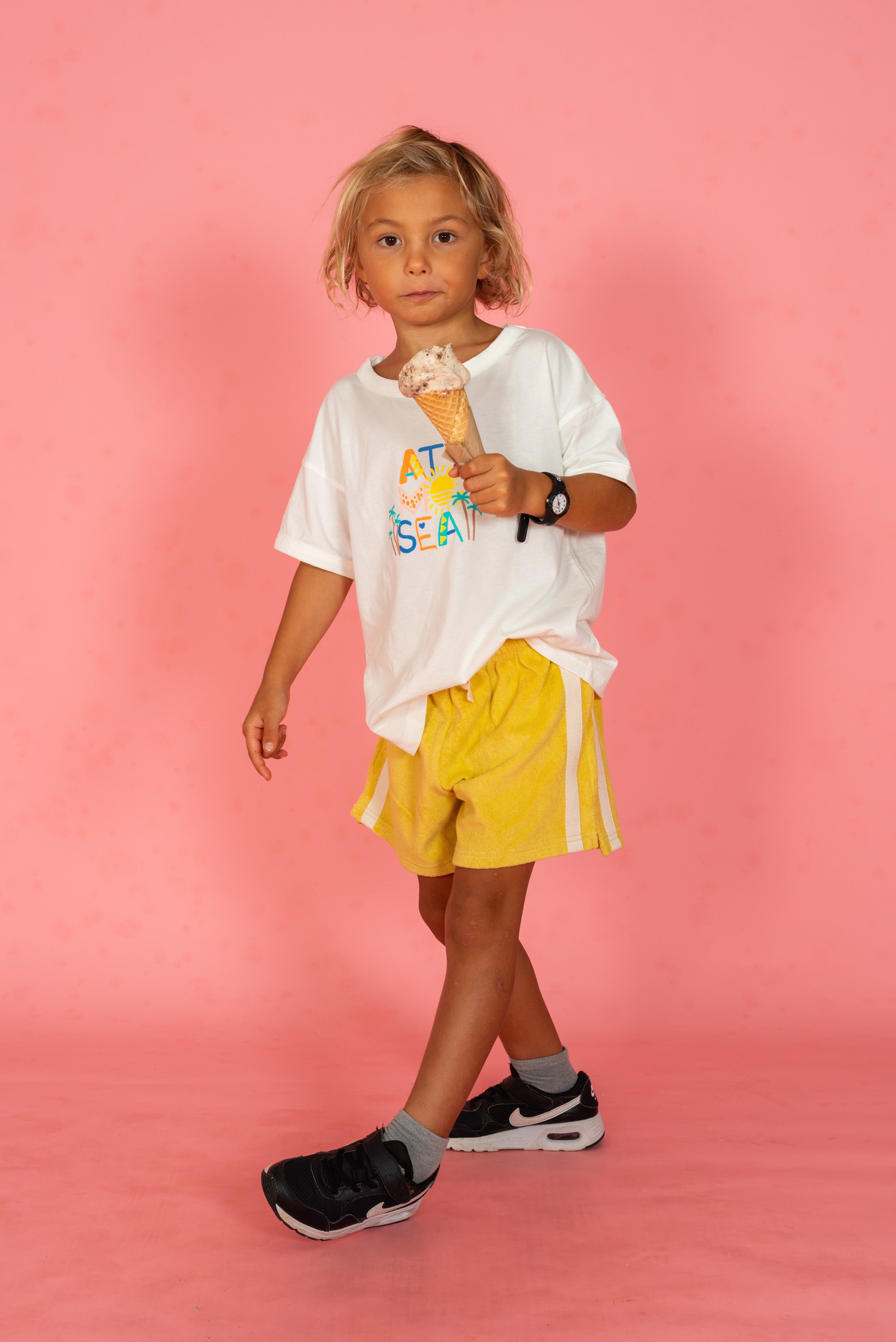 Mini Terry Towelling Shorts in Butter Yellow - Atmosea