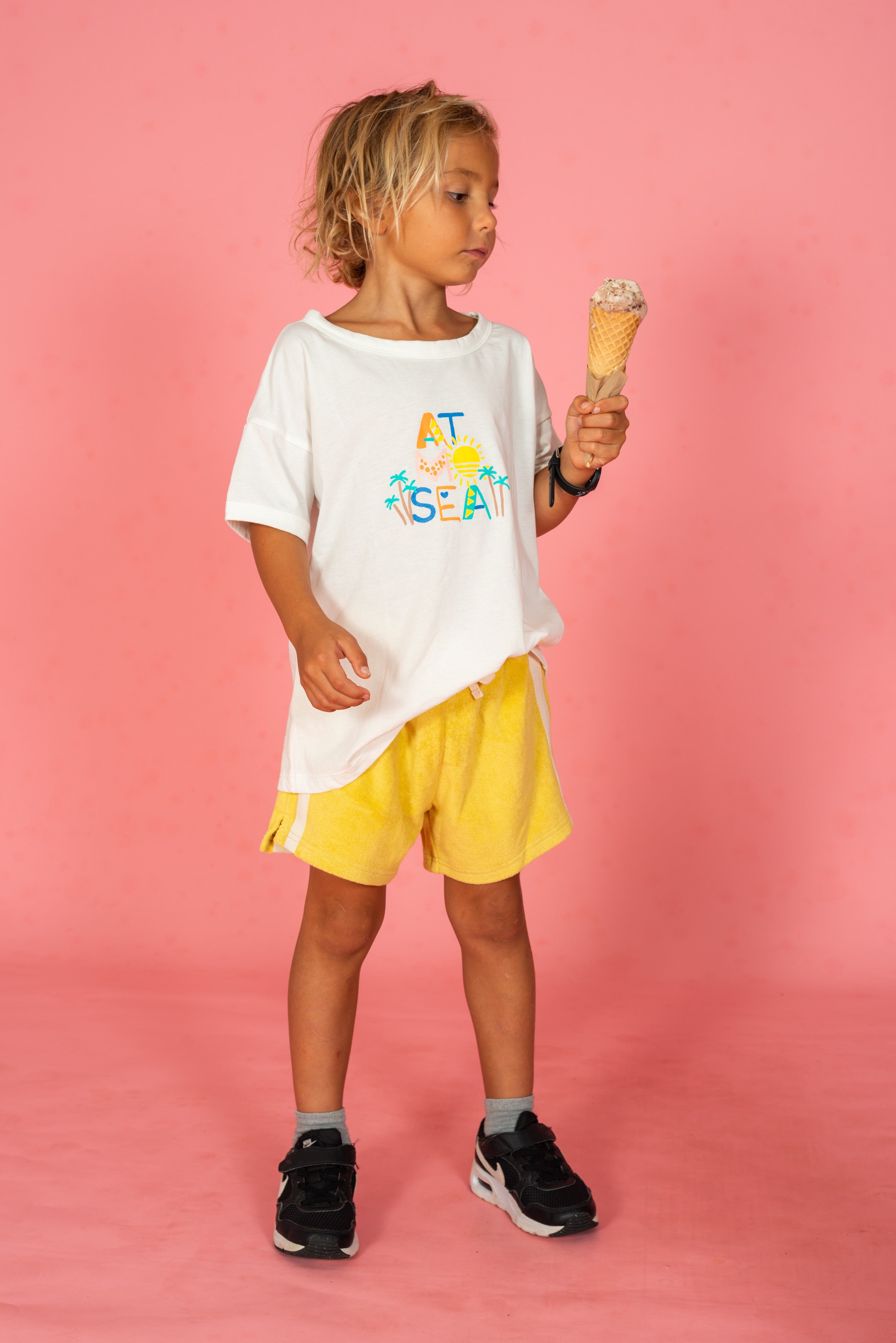 Mini Terry Towelling Shorts in Butter Yellow - Atmosea