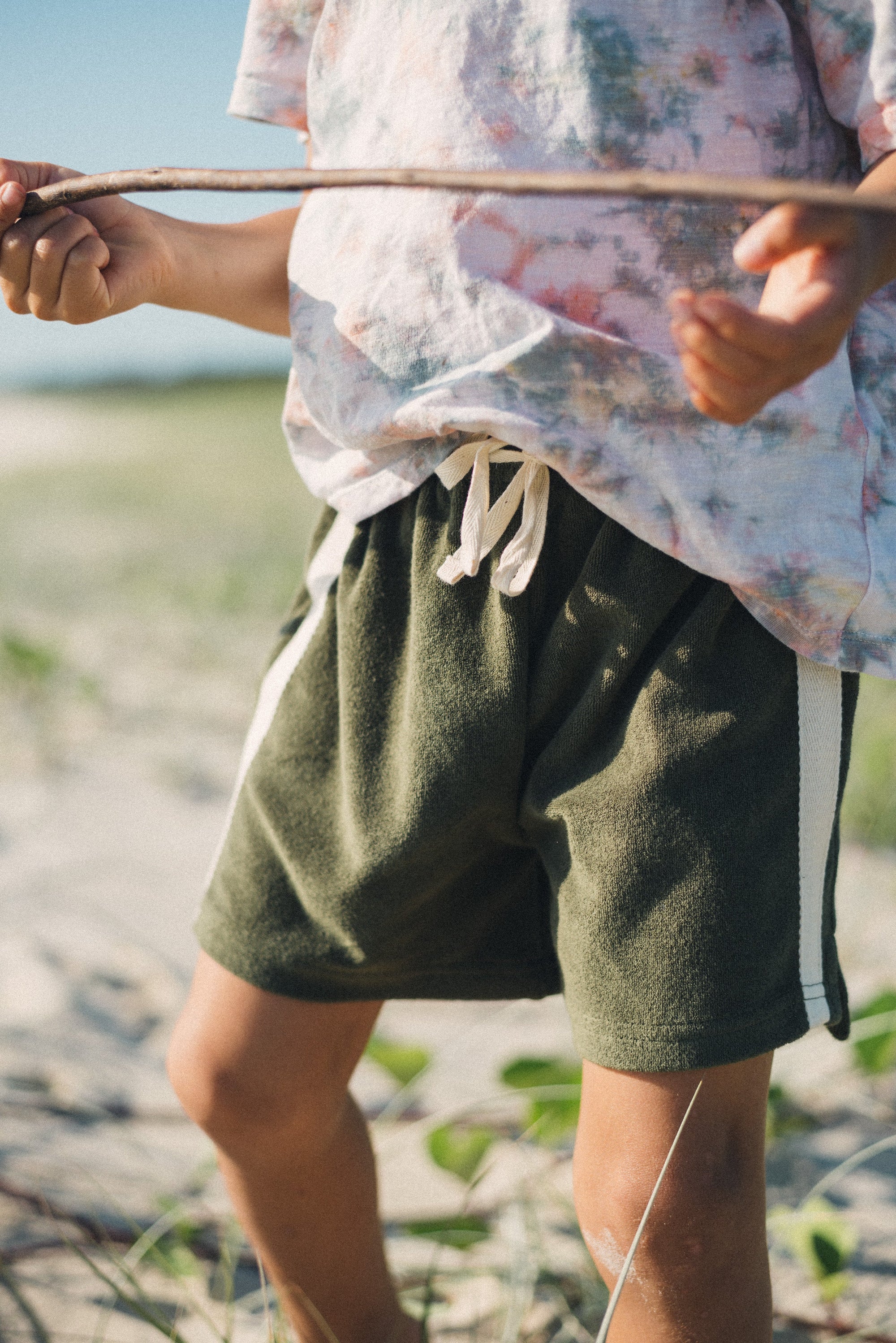 Mini Terry Towelling Shorts in Olive - Atmosea