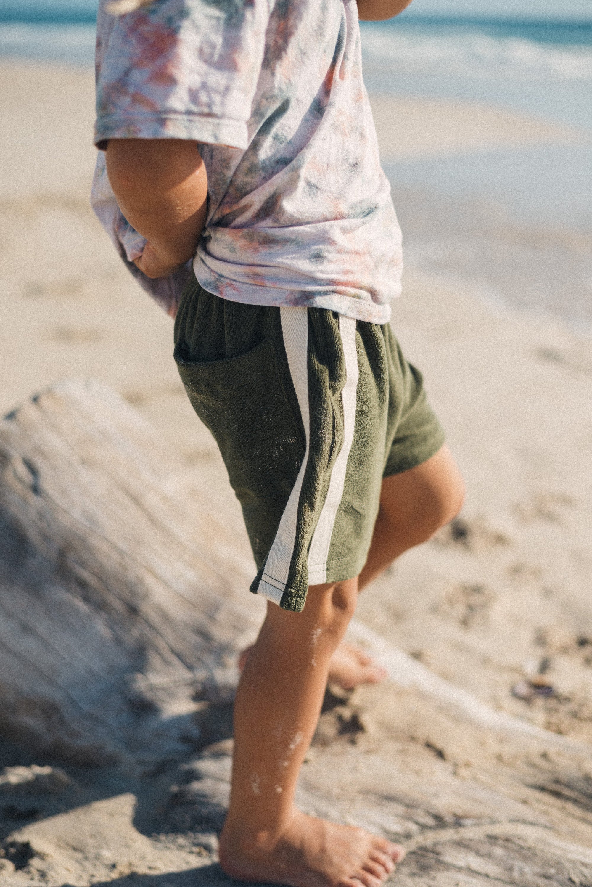 Mini Terry Towelling Shorts in Olive - Atmosea