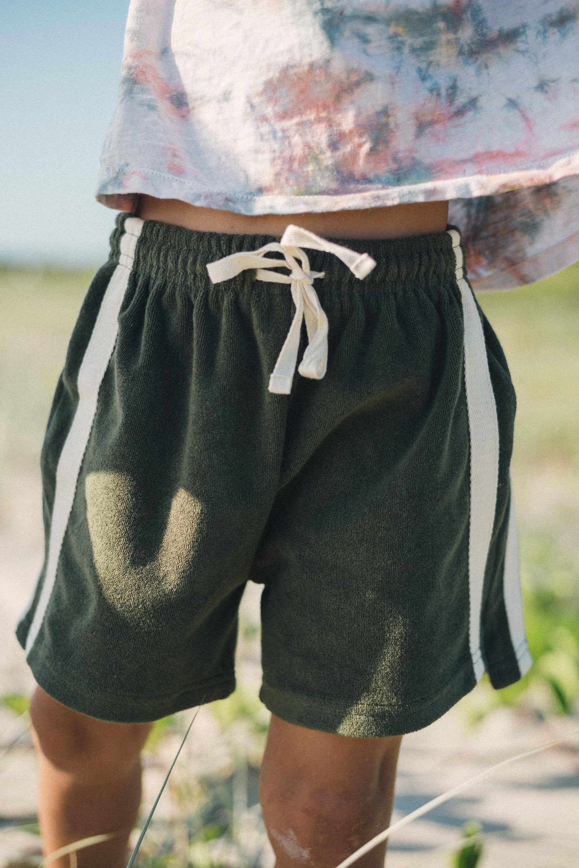 Mini Terry Towelling Shorts in Olive - Atmosea