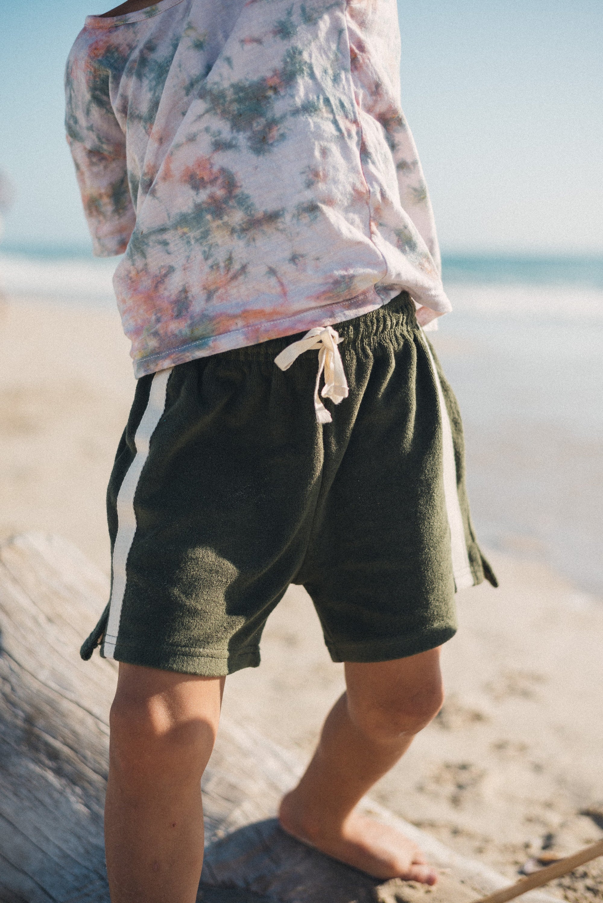 Mini Terry Towelling Shorts in Olive - Atmosea