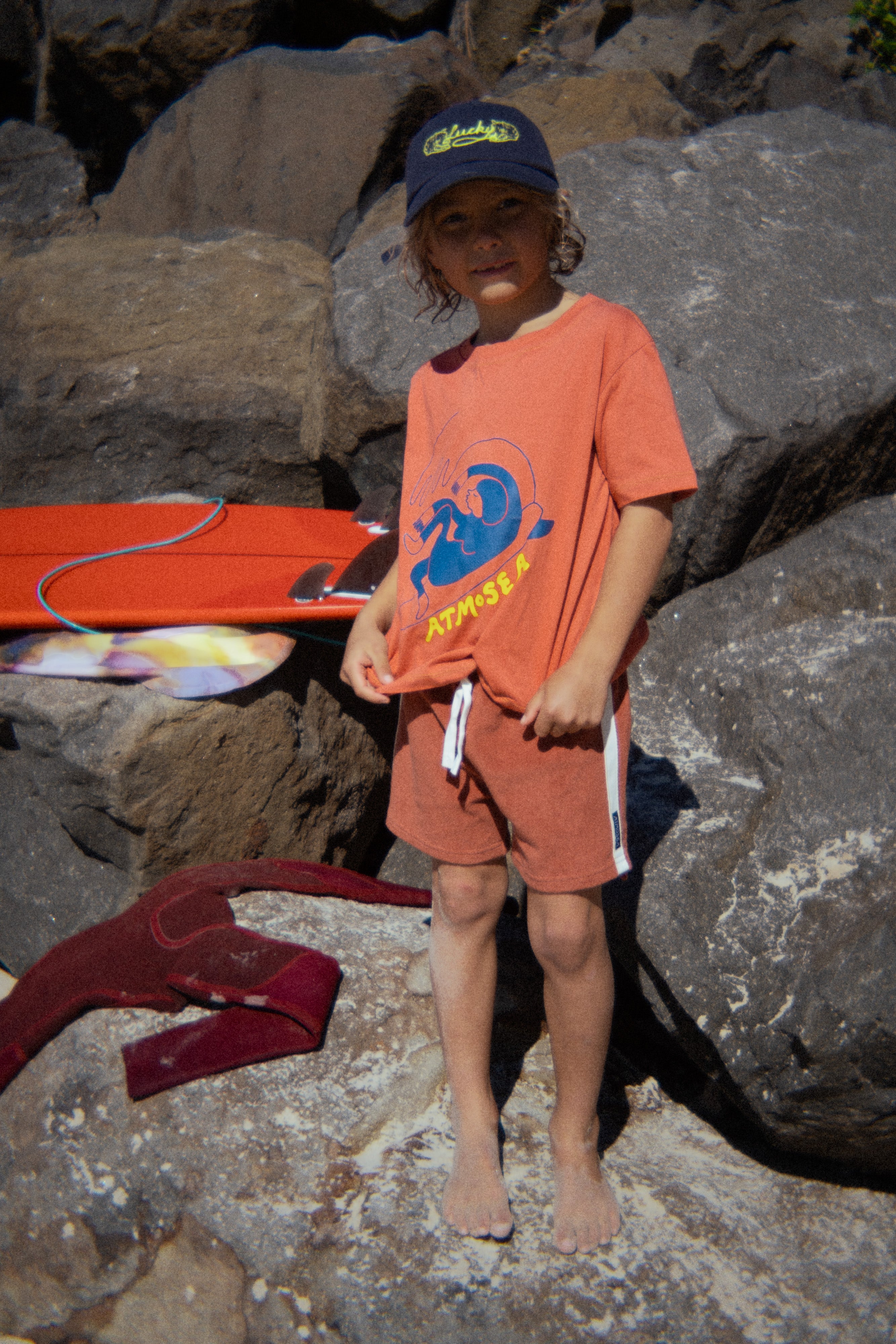 Mini Terry Towelling Shorts in Rust - Atmosea