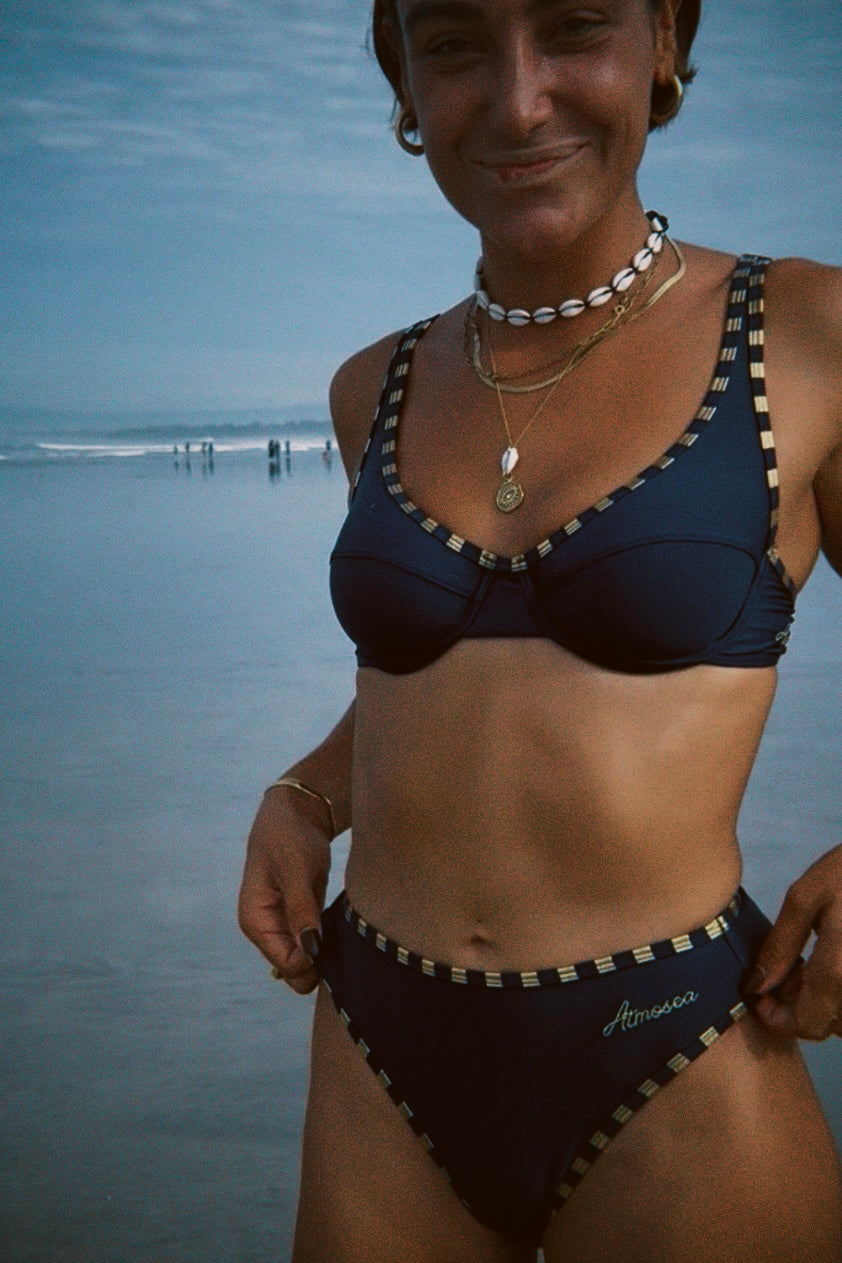Pacific Bikini Brief in Navy and Gold - Atmosea