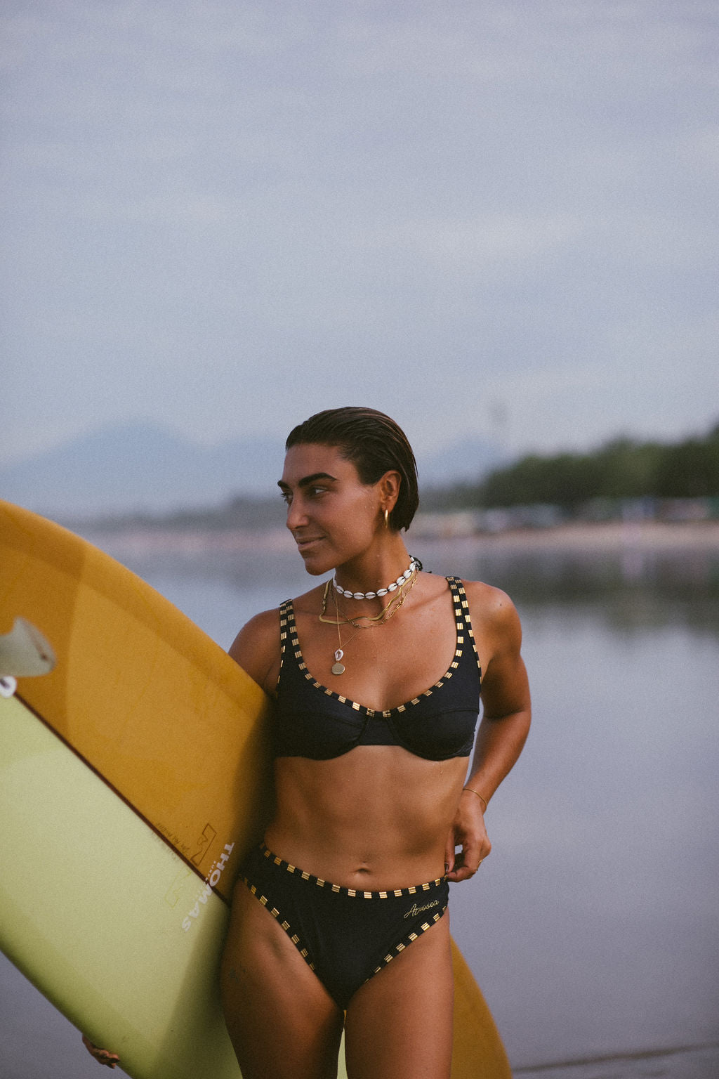 Pacific Bikini Brief in Navy and Gold - Atmosea