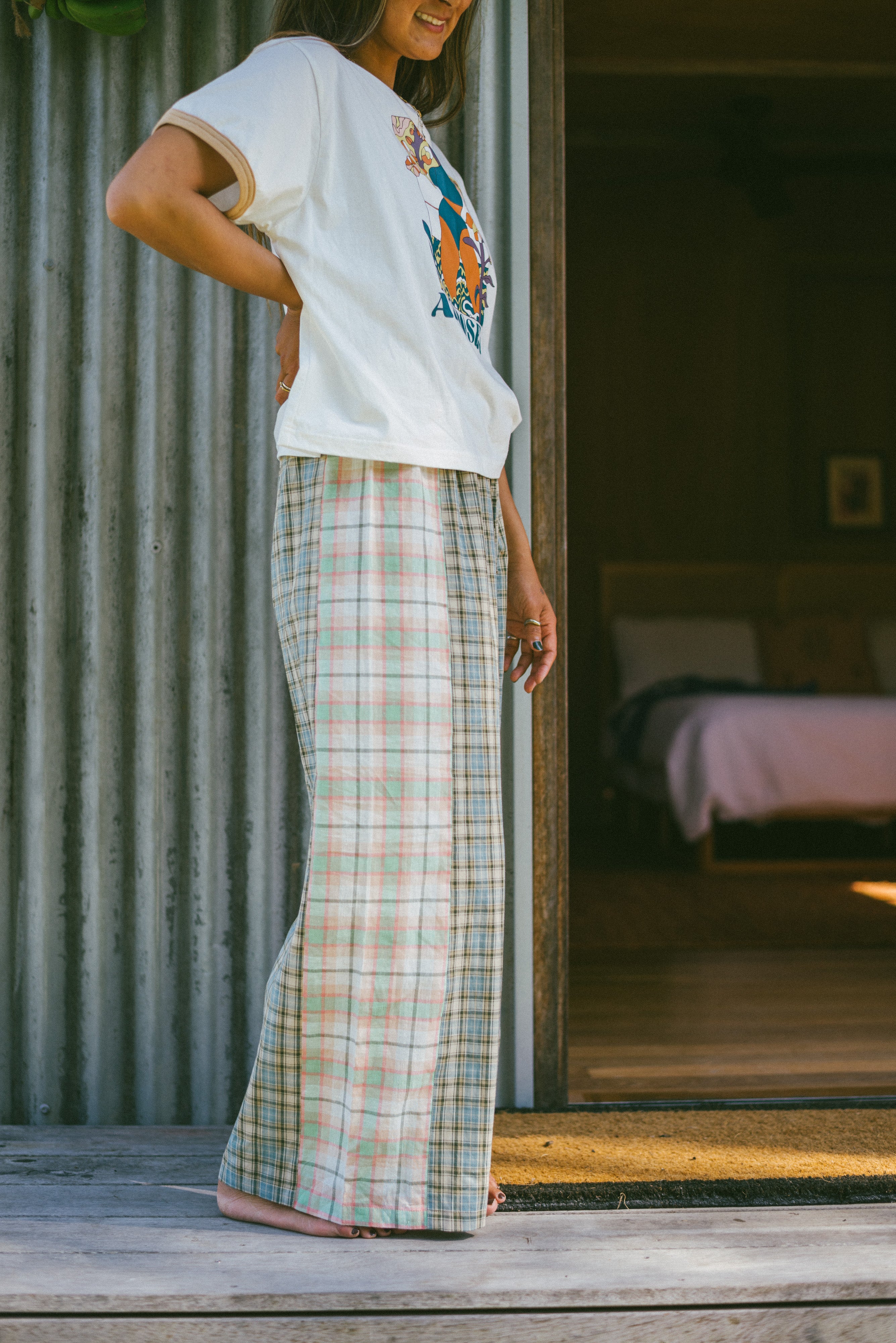 Patchwork Pant in Cottage Plaid - Atmosea