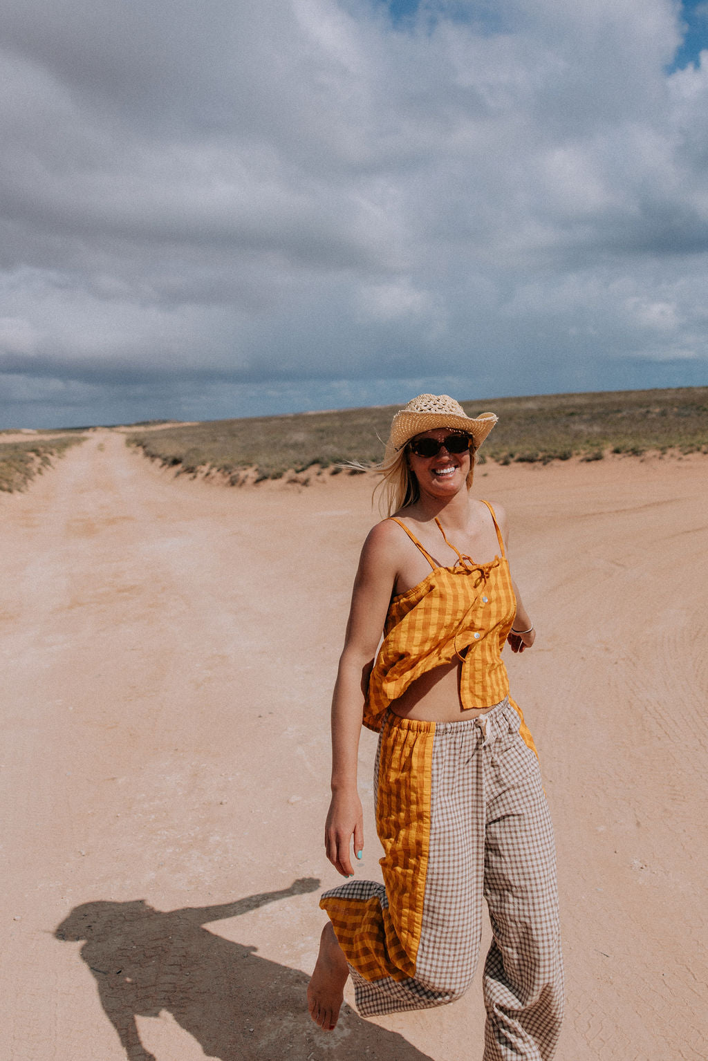 Patchwork Pant in Ginger Gingham - Atmosea