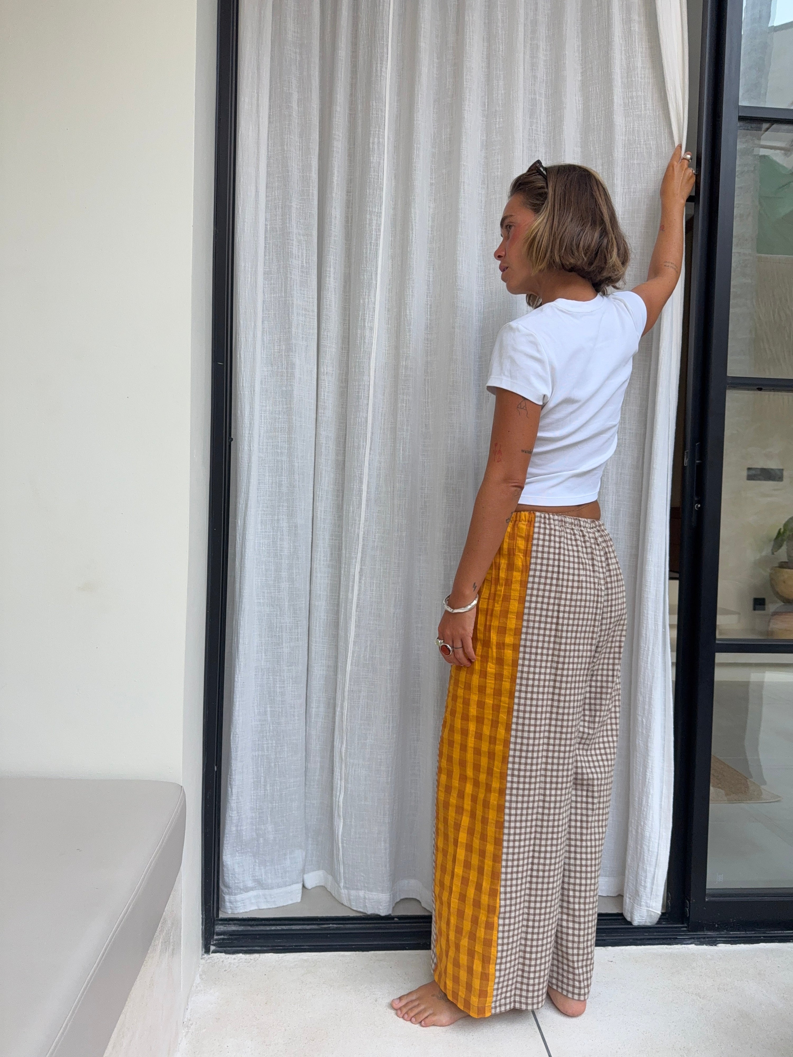 Patchwork Pant in Ginger Gingham - Atmosea