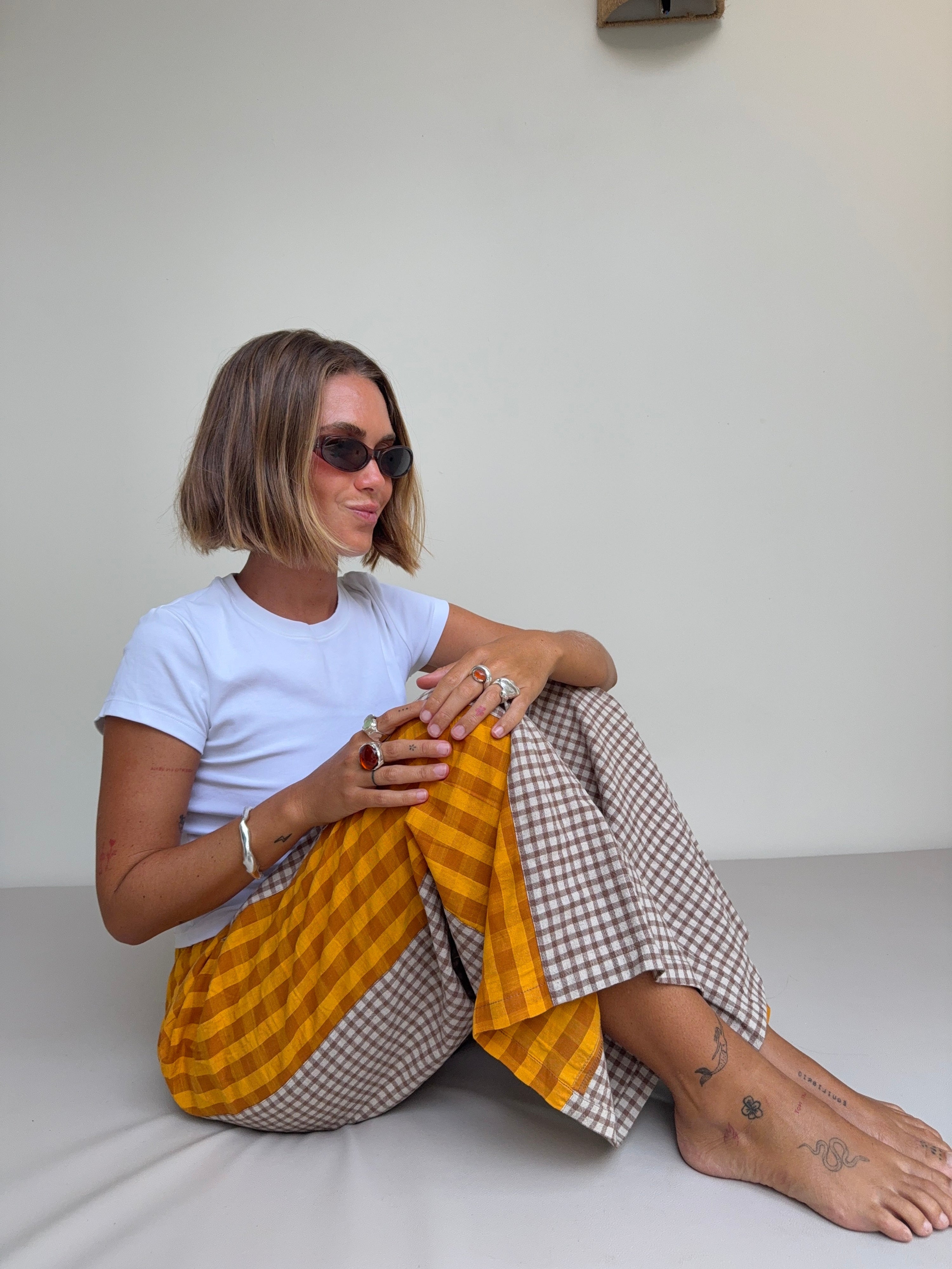 Patchwork Pant in Ginger Gingham - Atmosea