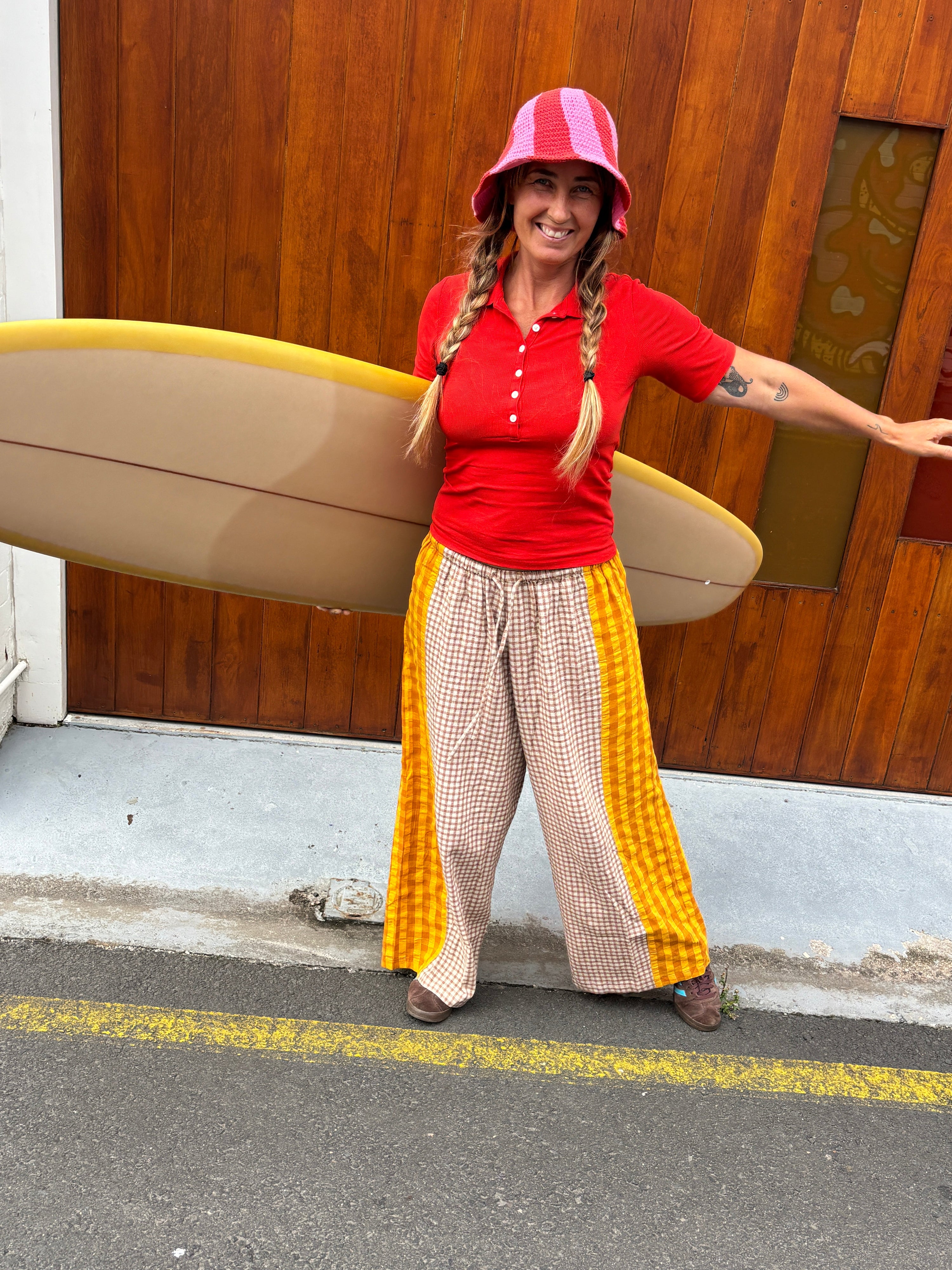 Patchwork Pant in Ginger Gingham - Atmosea