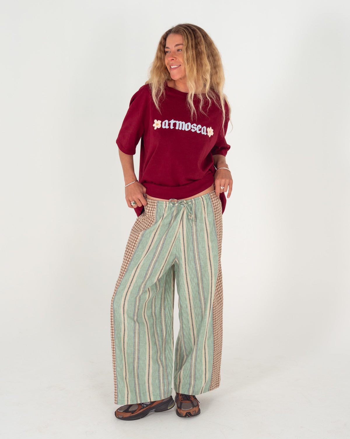 Patchwork Pant in Holiday Stripe - Atmosea