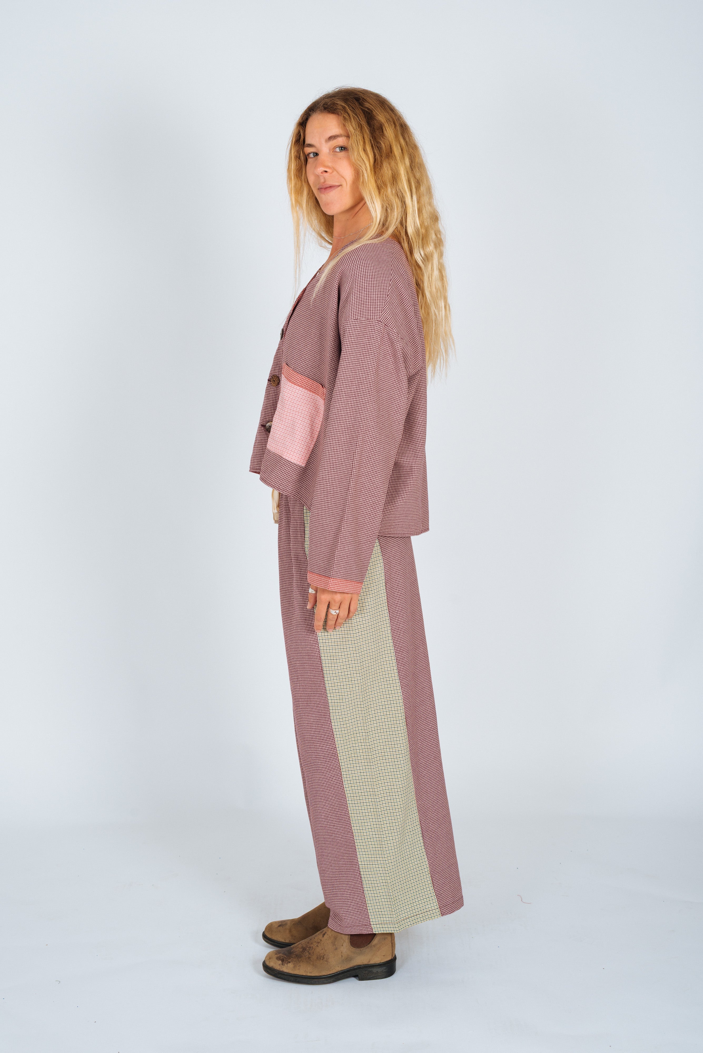 Patchwork Pant in Hounds Tooth Combo - Atmosea