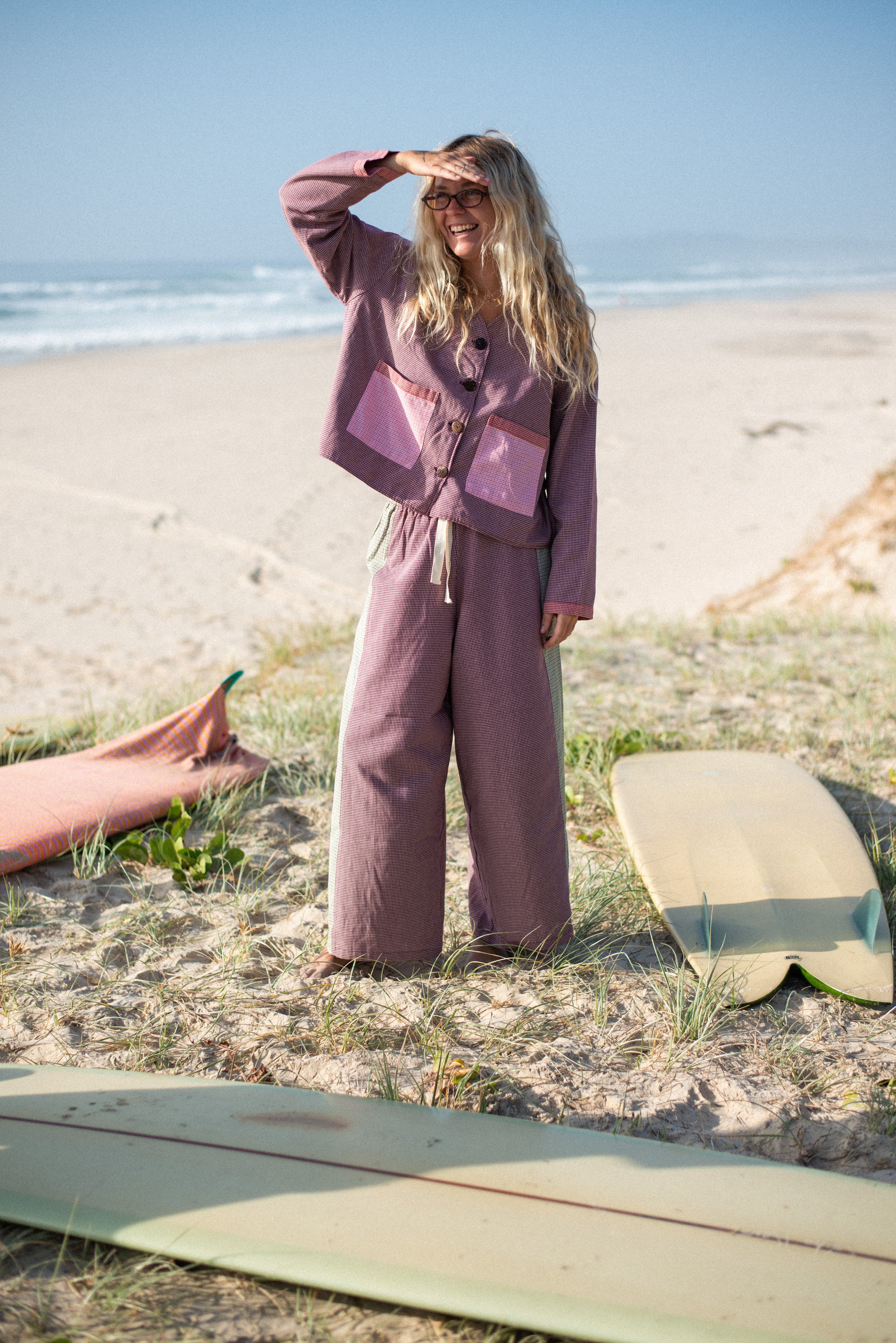 Patchwork Pant in Hounds Tooth Combo - Atmosea