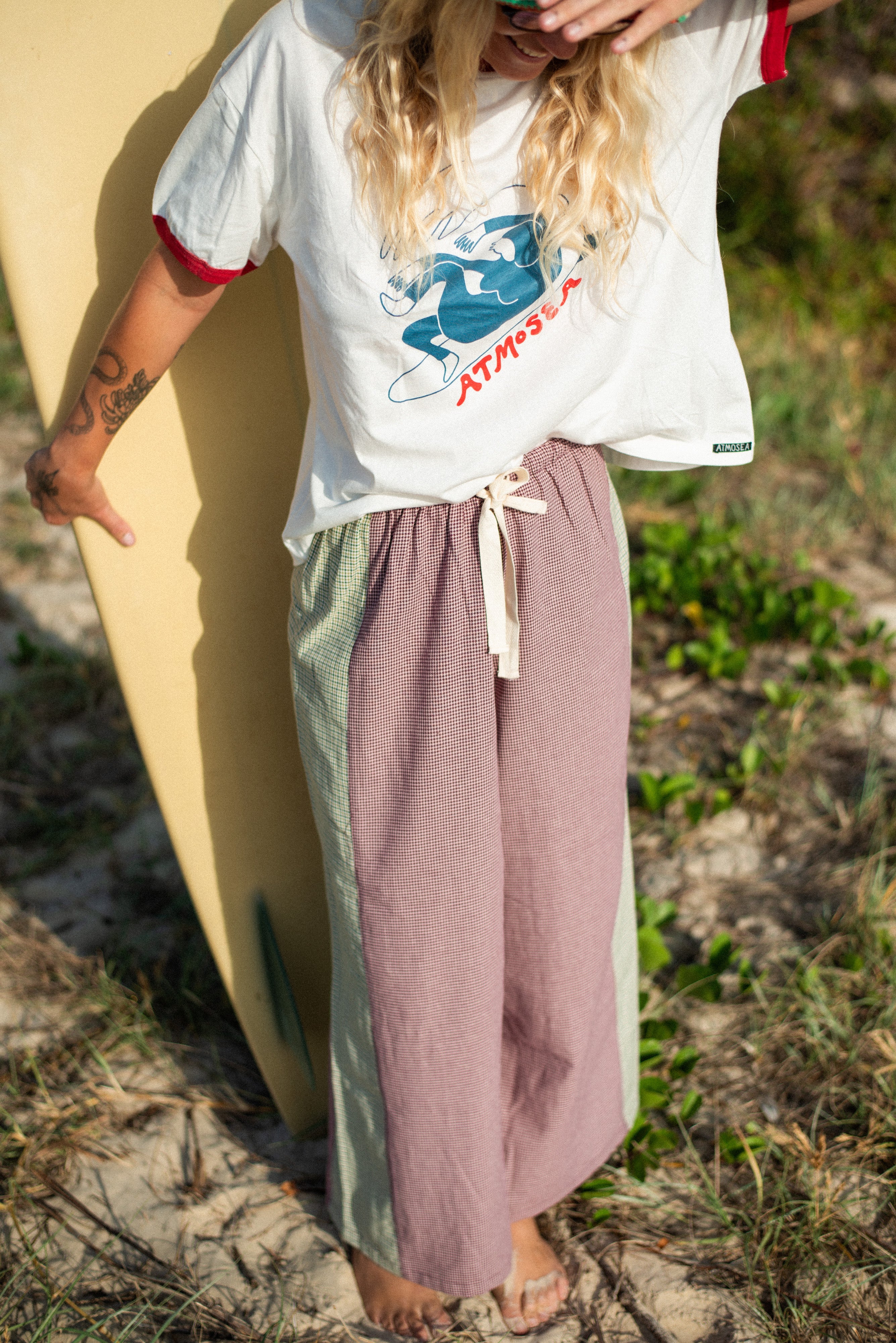 Patchwork Pant in Hounds Tooth Combo - Atmosea