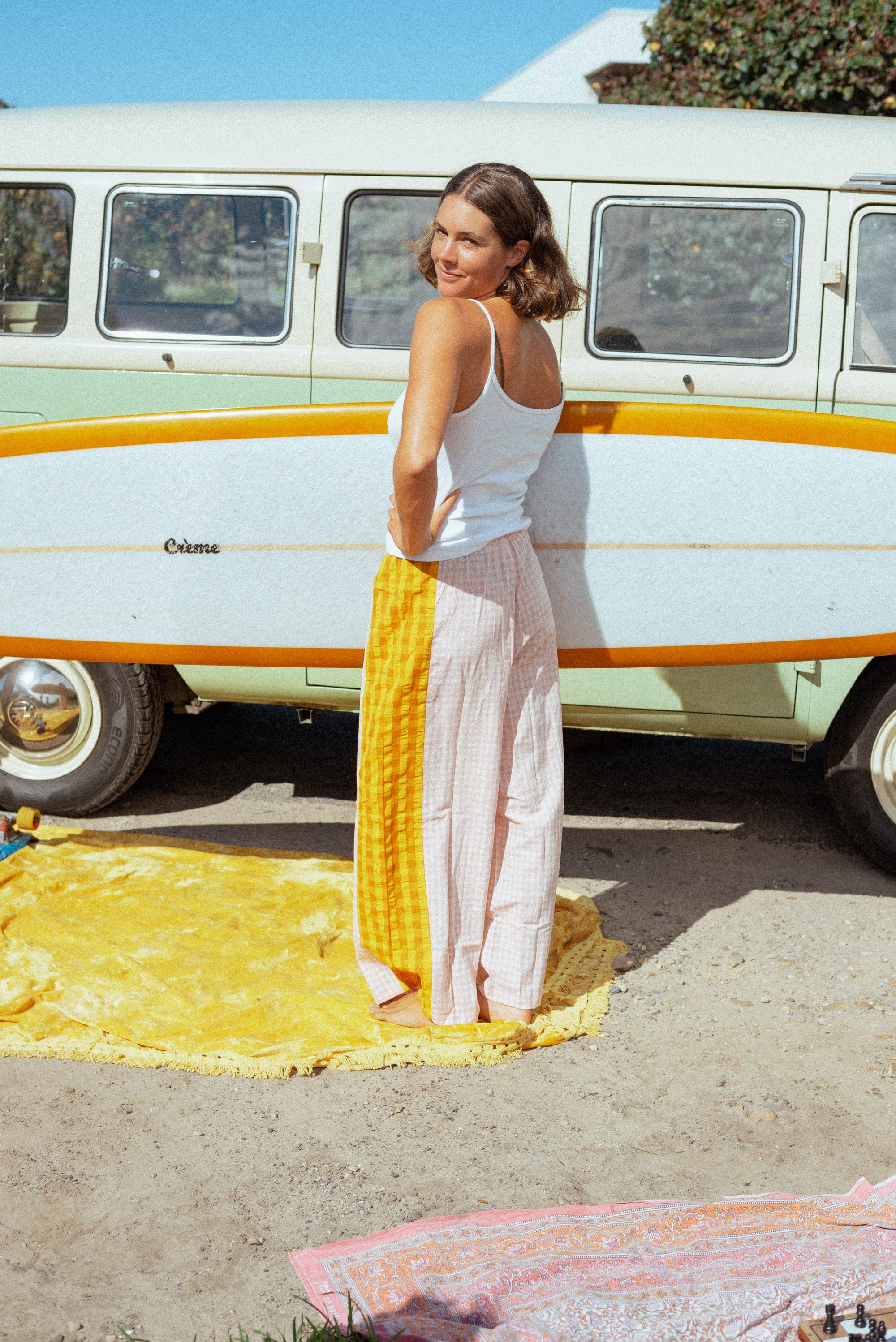 Patchwork Pant in Pink Honey Ginger - Atmosea