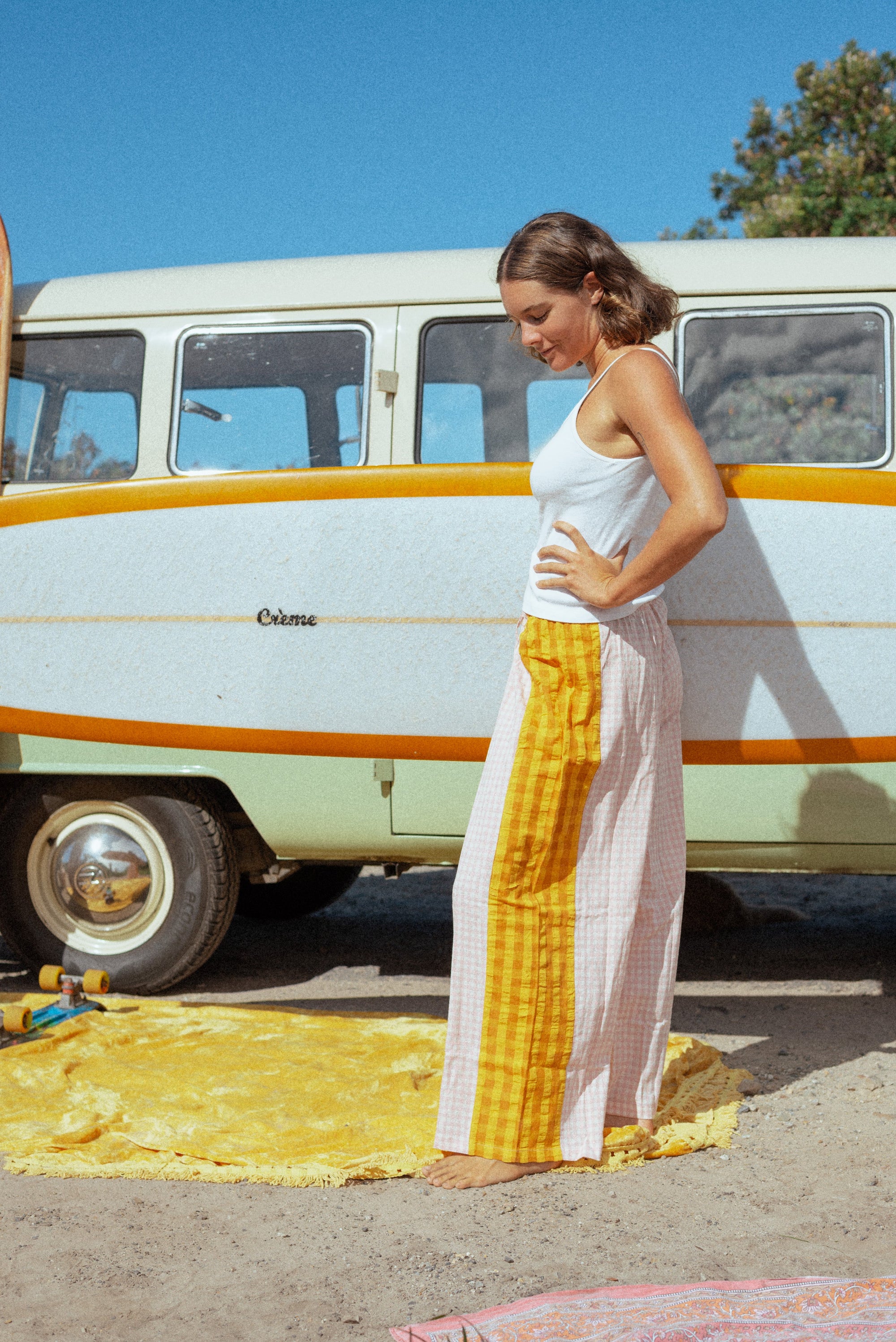 Patchwork Pant in Pink Honey Ginger - Atmosea