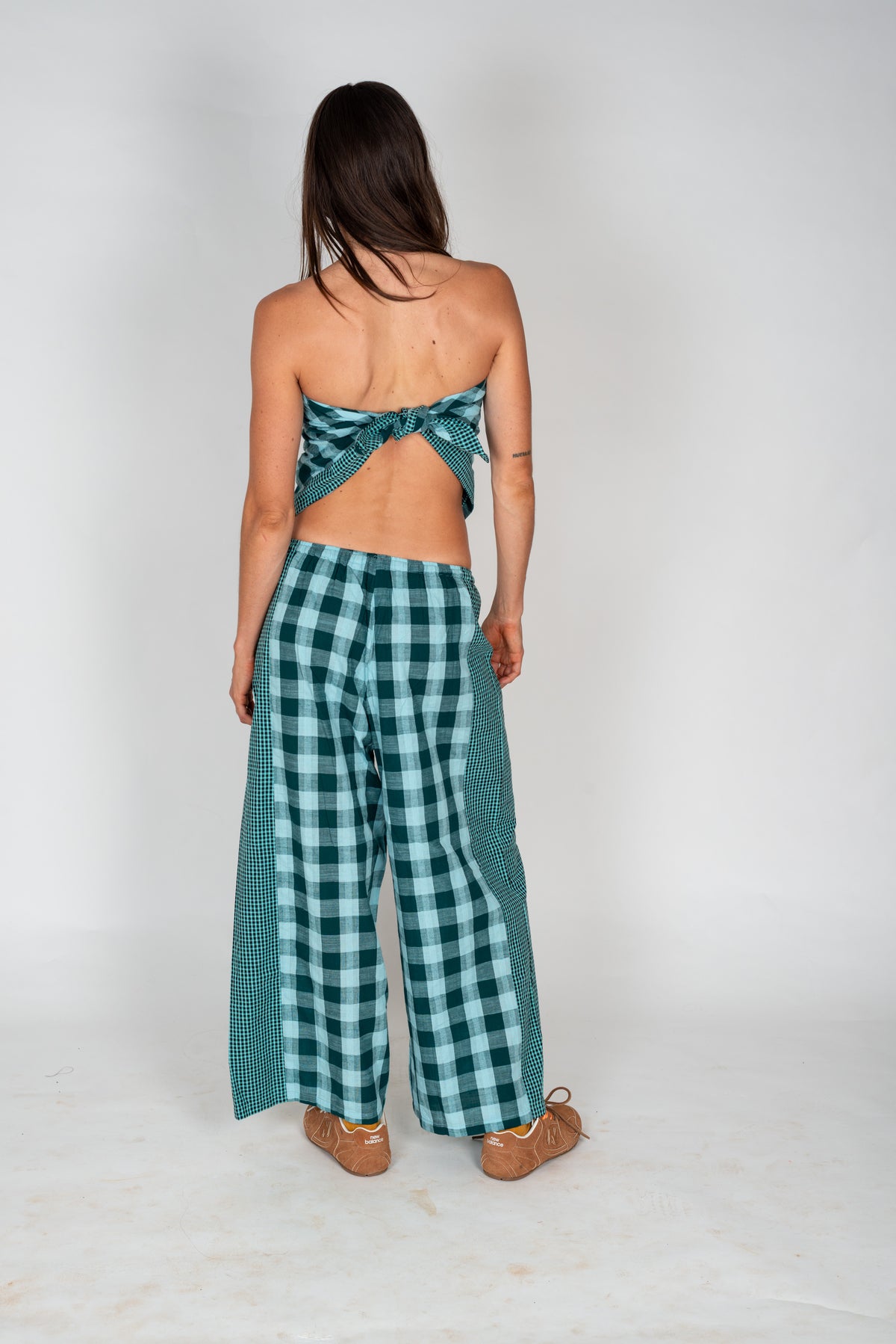 Patchwork Pant in Turquoise Check - Atmosea