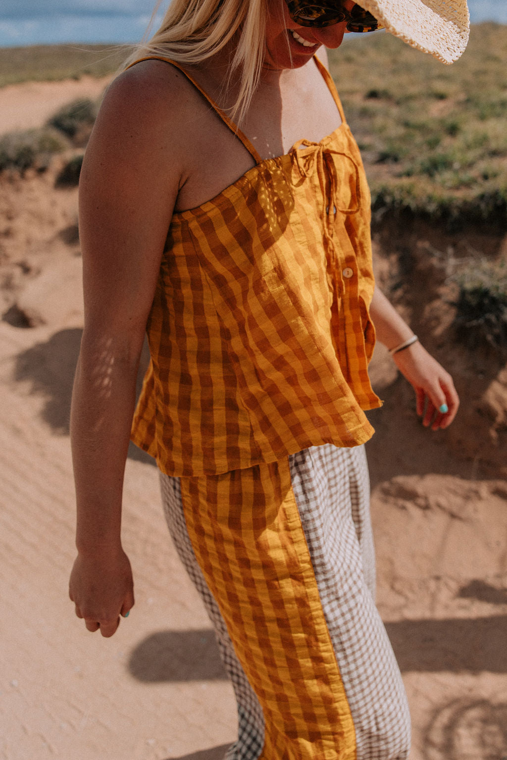 Patchwork Singlet Ginger Gingham - Atmosea