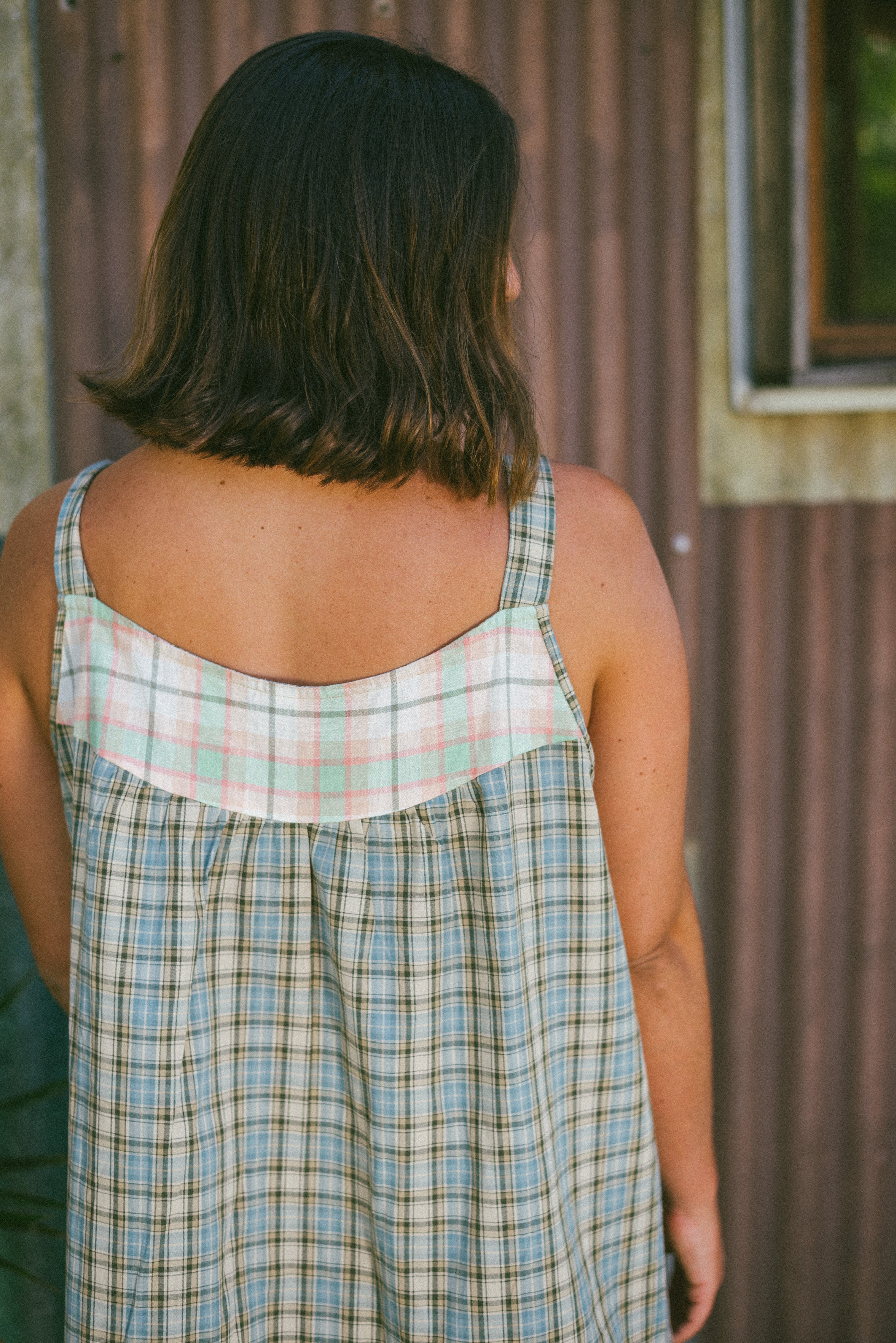 Patchwork Sun Dress in Cottage Plaid - Atmosea