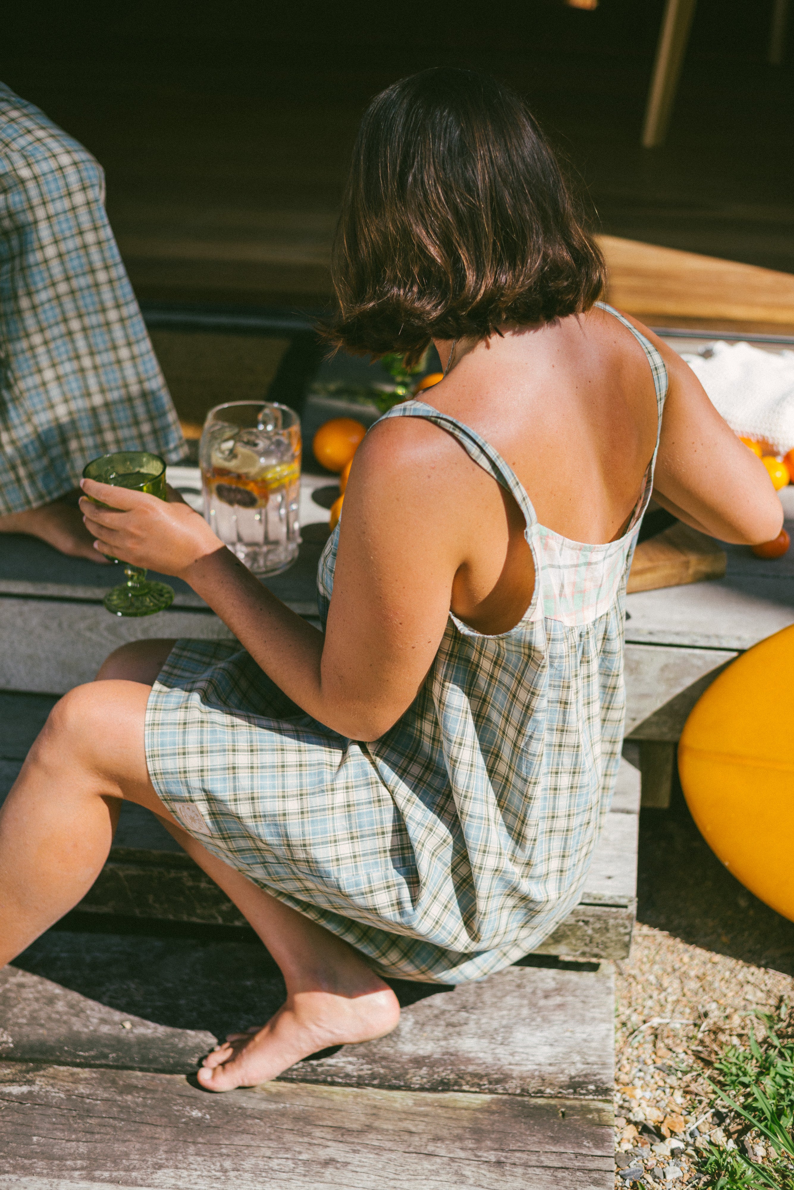 Patchwork Sun Dress in Cottage Plaid - Atmosea