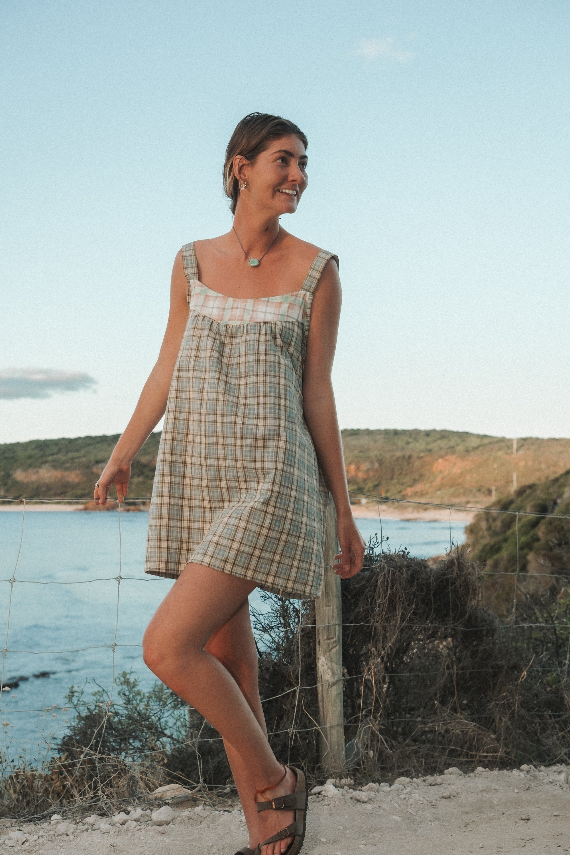 Patchwork Sun Dress in Cottage Plaid - Atmosea