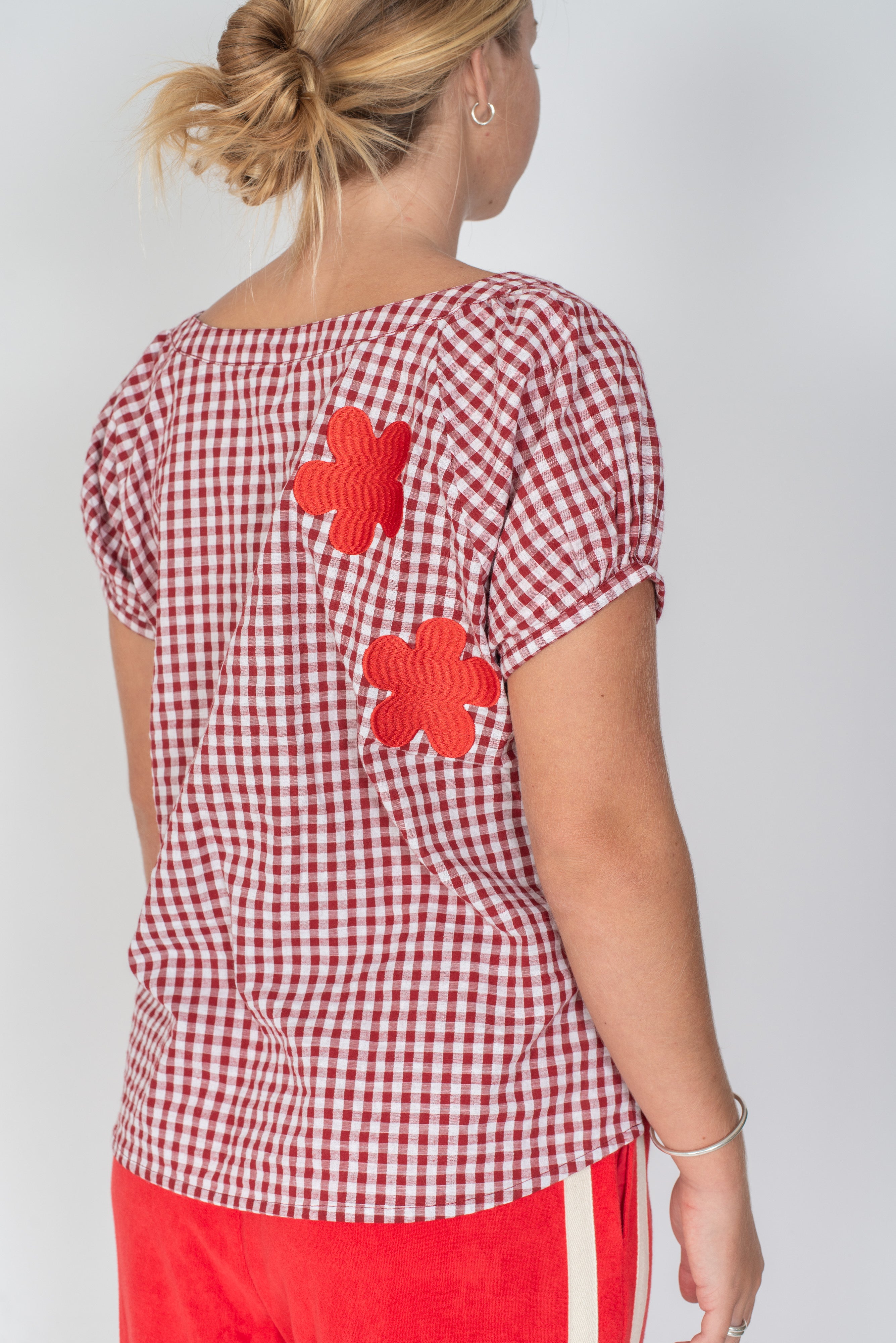 Posy Blouse Red Gingham - Atmosea