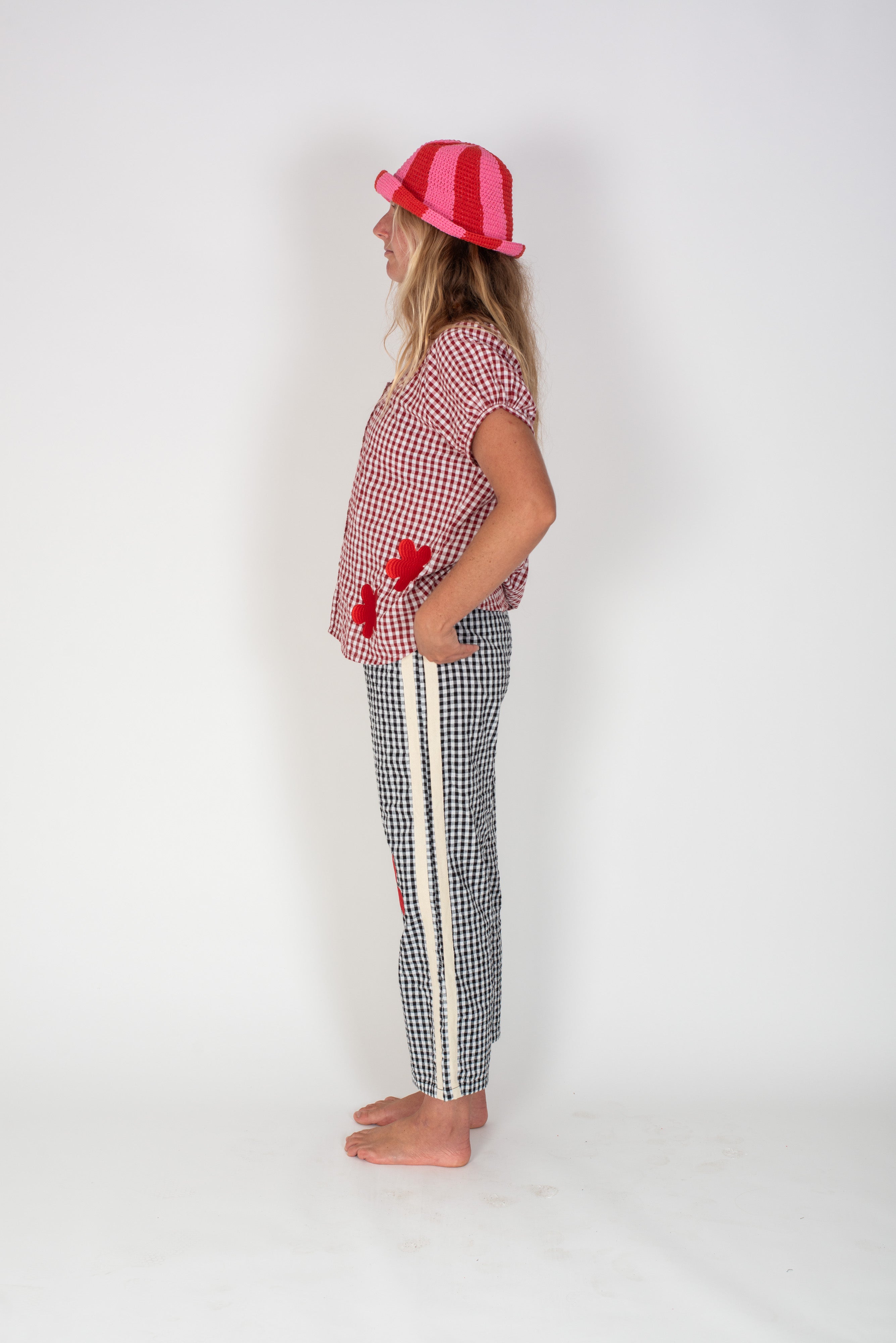 Posy Blouse Red Gingham - Atmosea