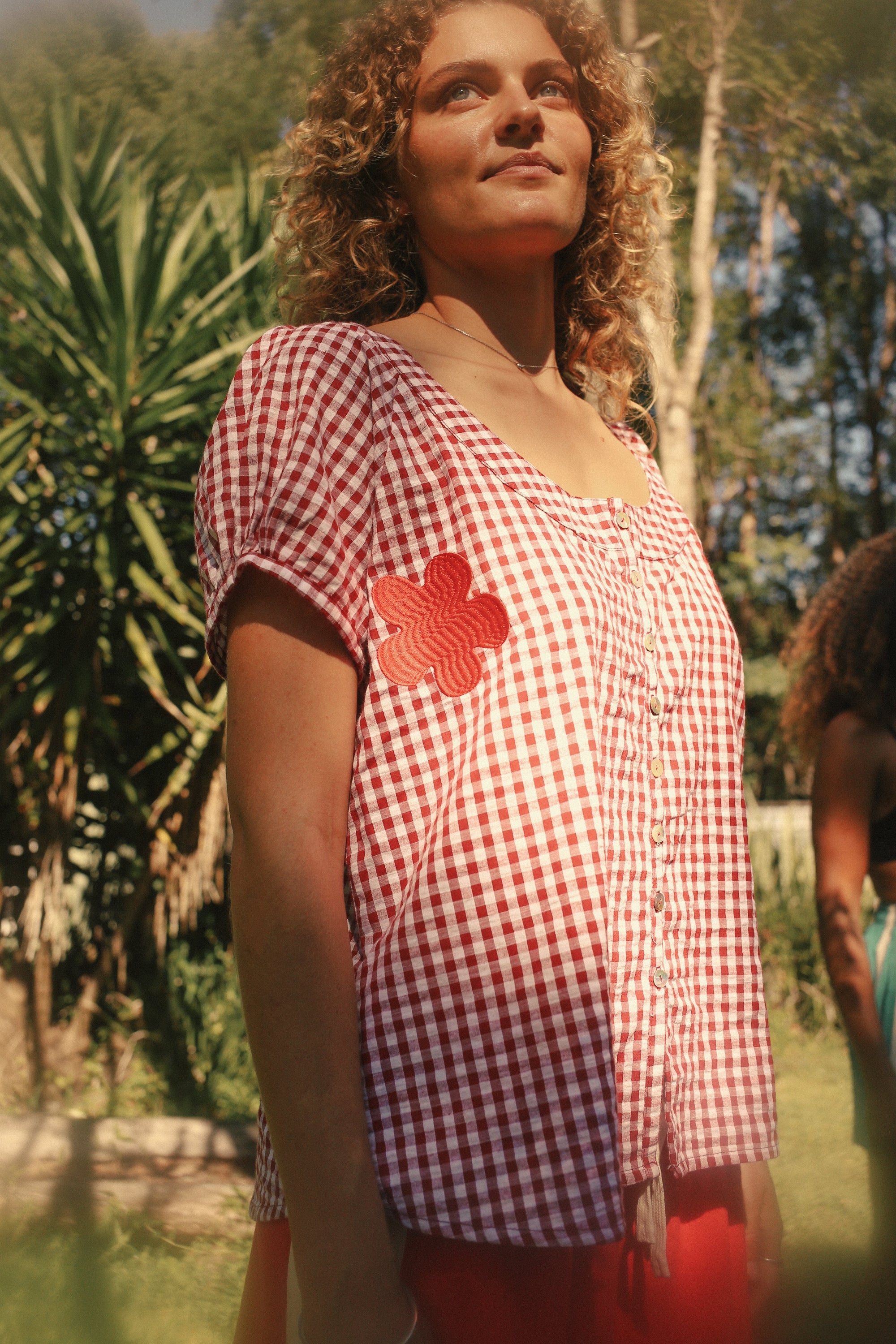Posy Blouse Red Gingham - Atmosea