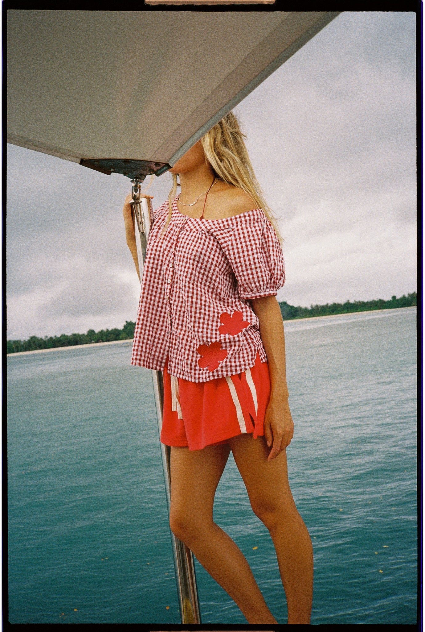 Posy Blouse Red Gingham - Atmosea