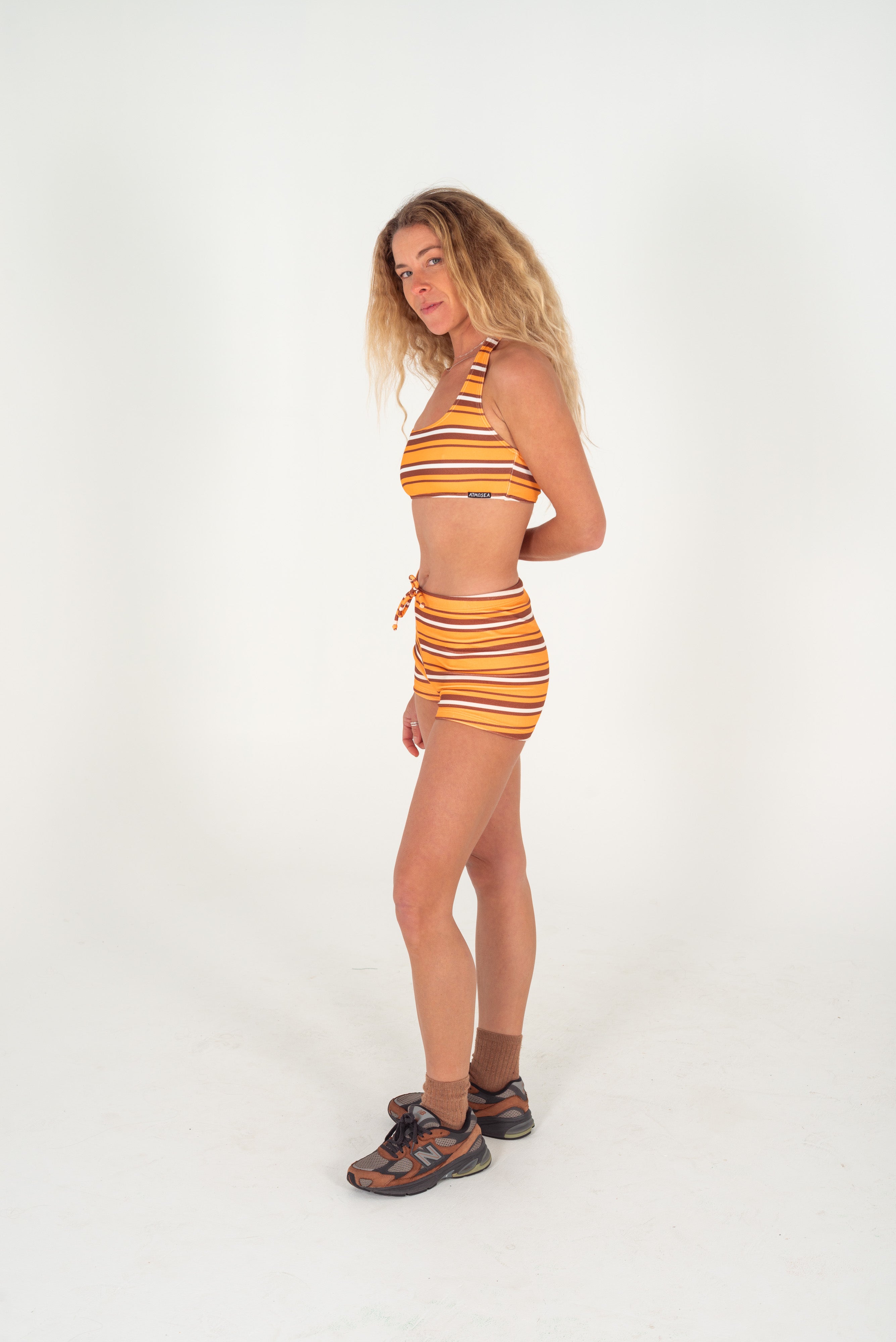 SIENNA BIKINI HALTER IN SUNSET STRIPE - Atmosea