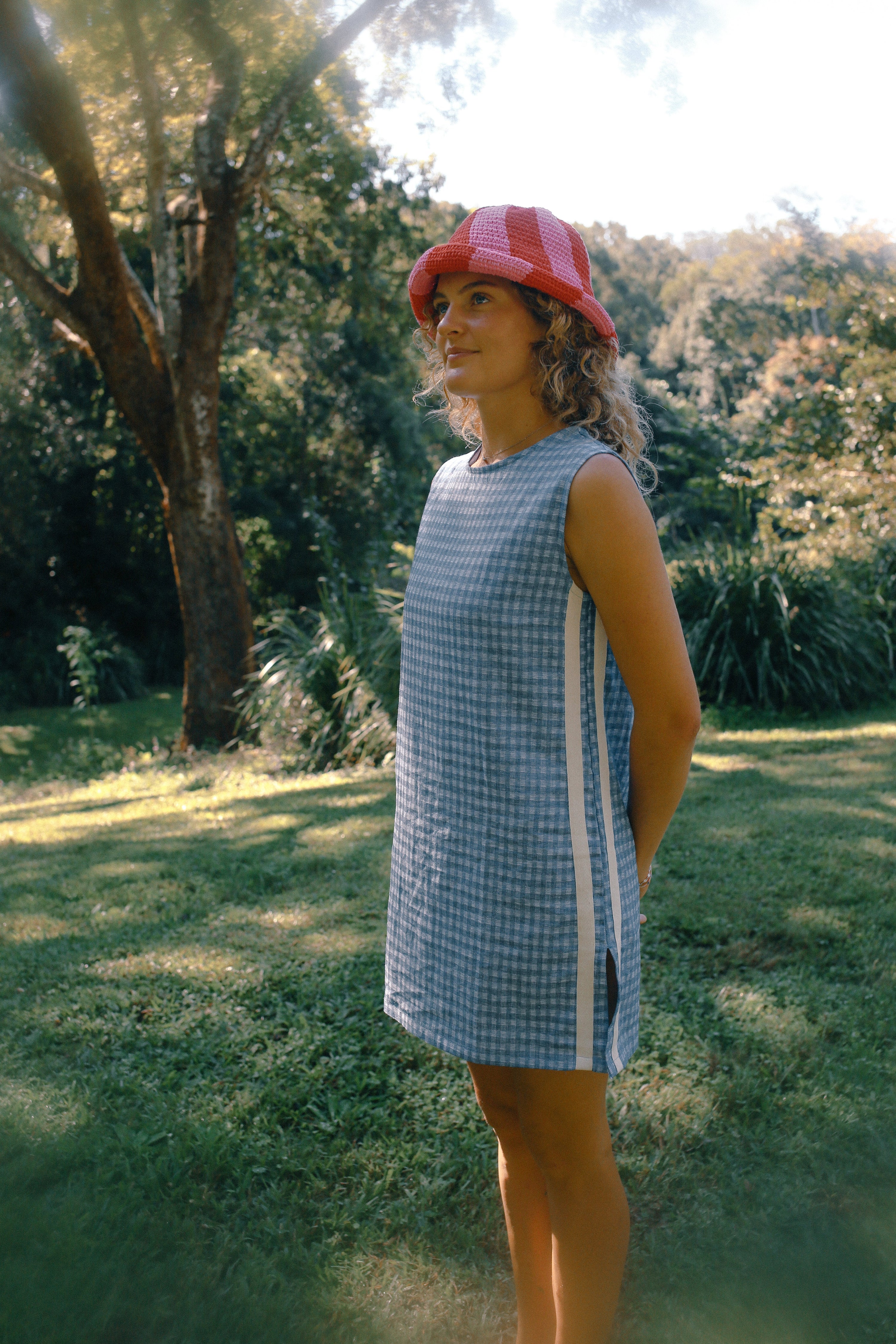 Sporty Dress in Blue Gingham - Atmosea