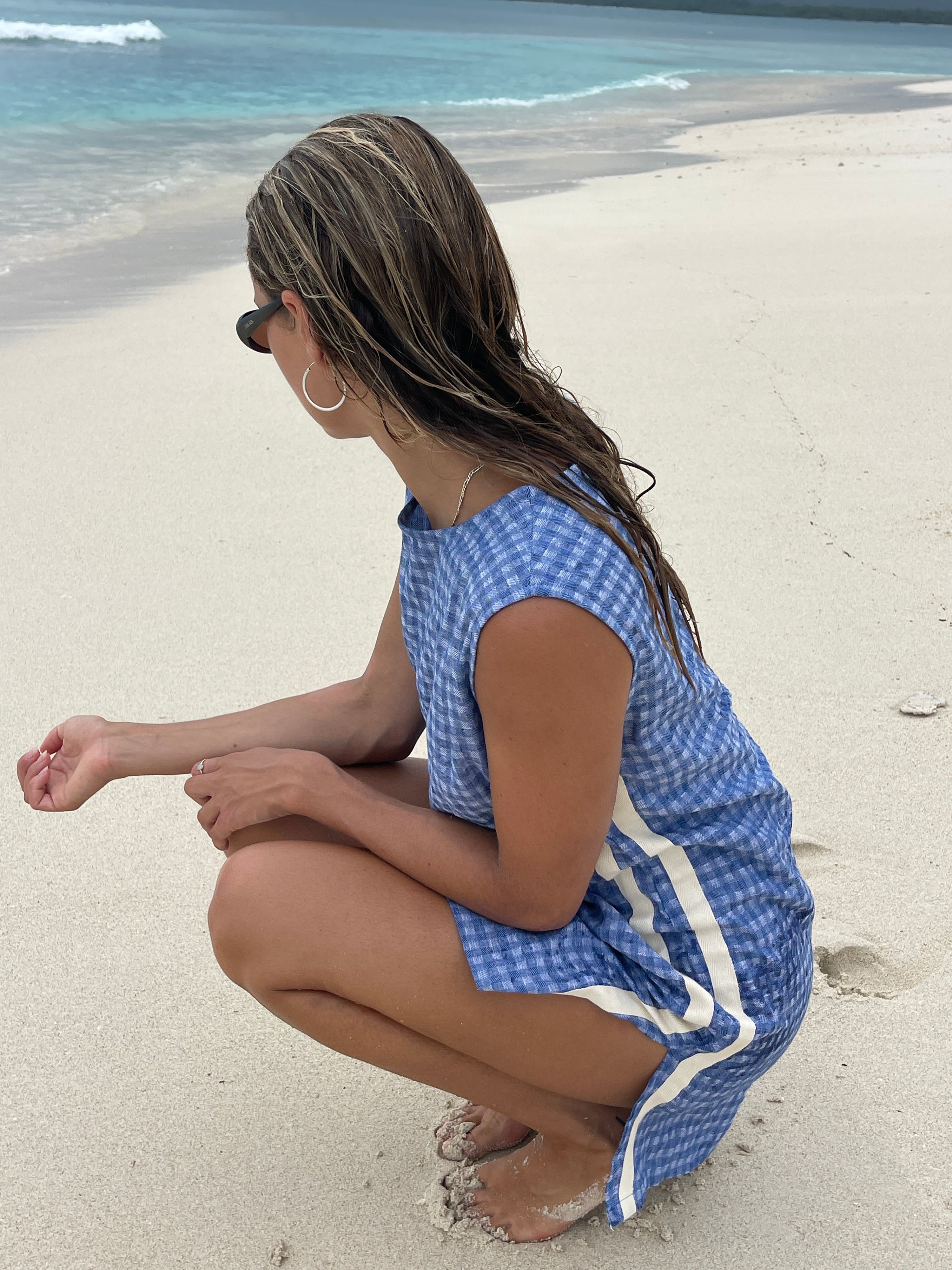 Sporty Dress in Blue Gingham - Atmosea