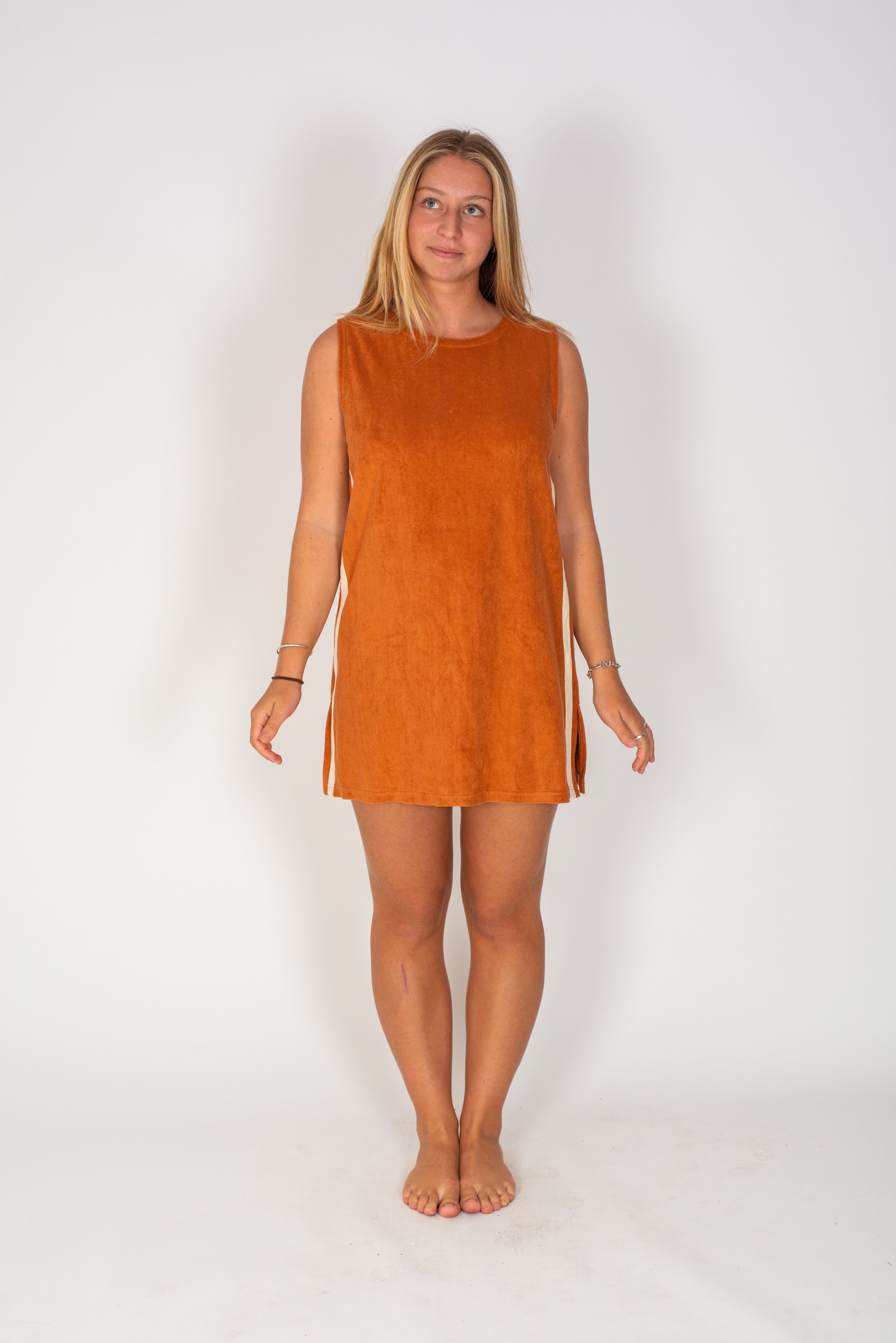 Sporty Terry Dress in Rust - Atmosea
