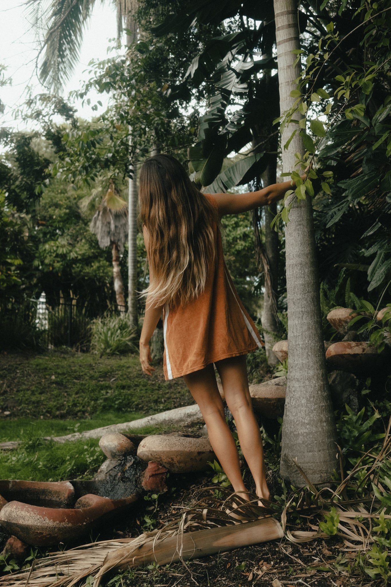 Sporty Terry Dress in Rust - Atmosea