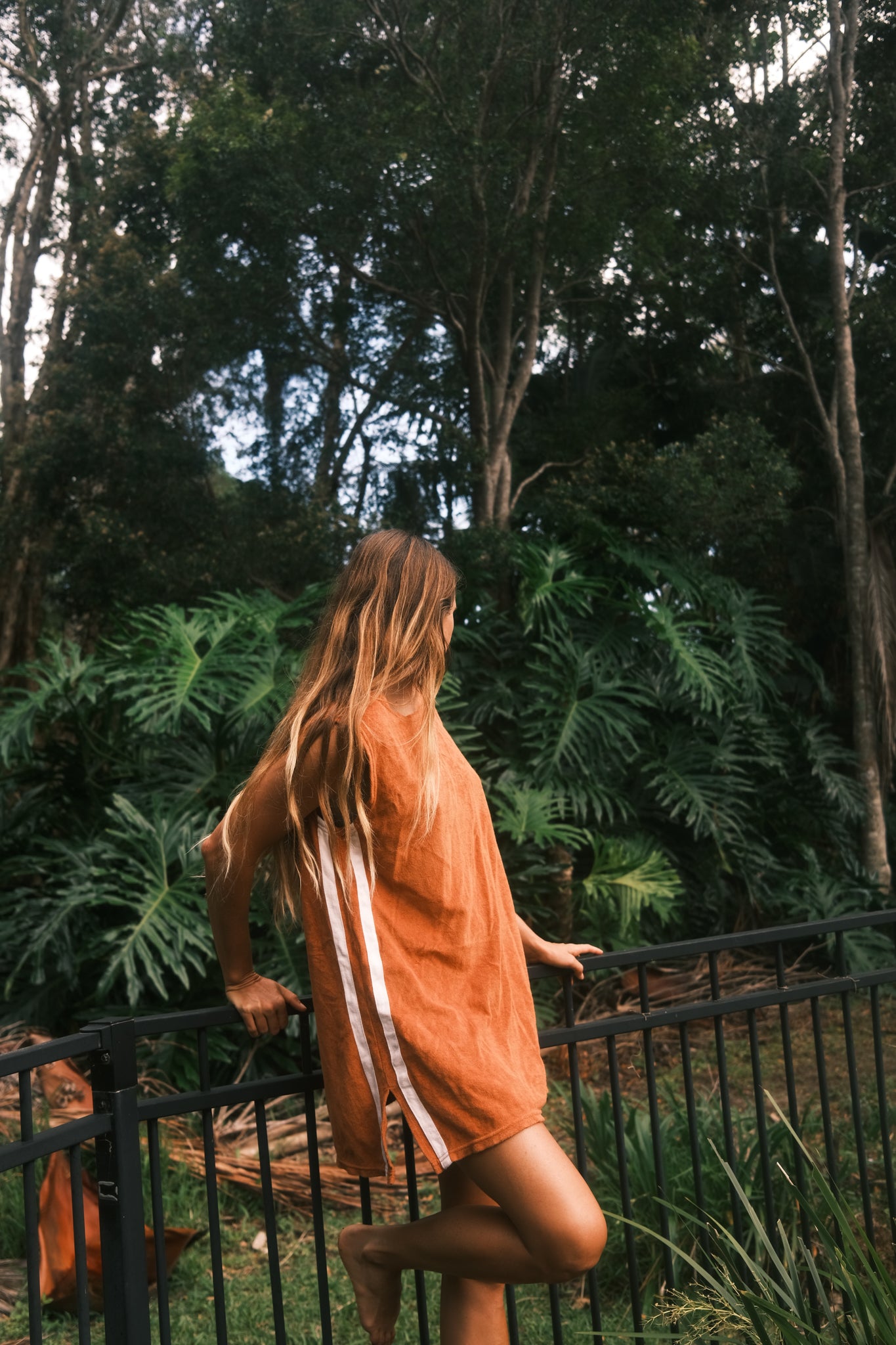 Sporty Terry Dress in Rust - Atmosea