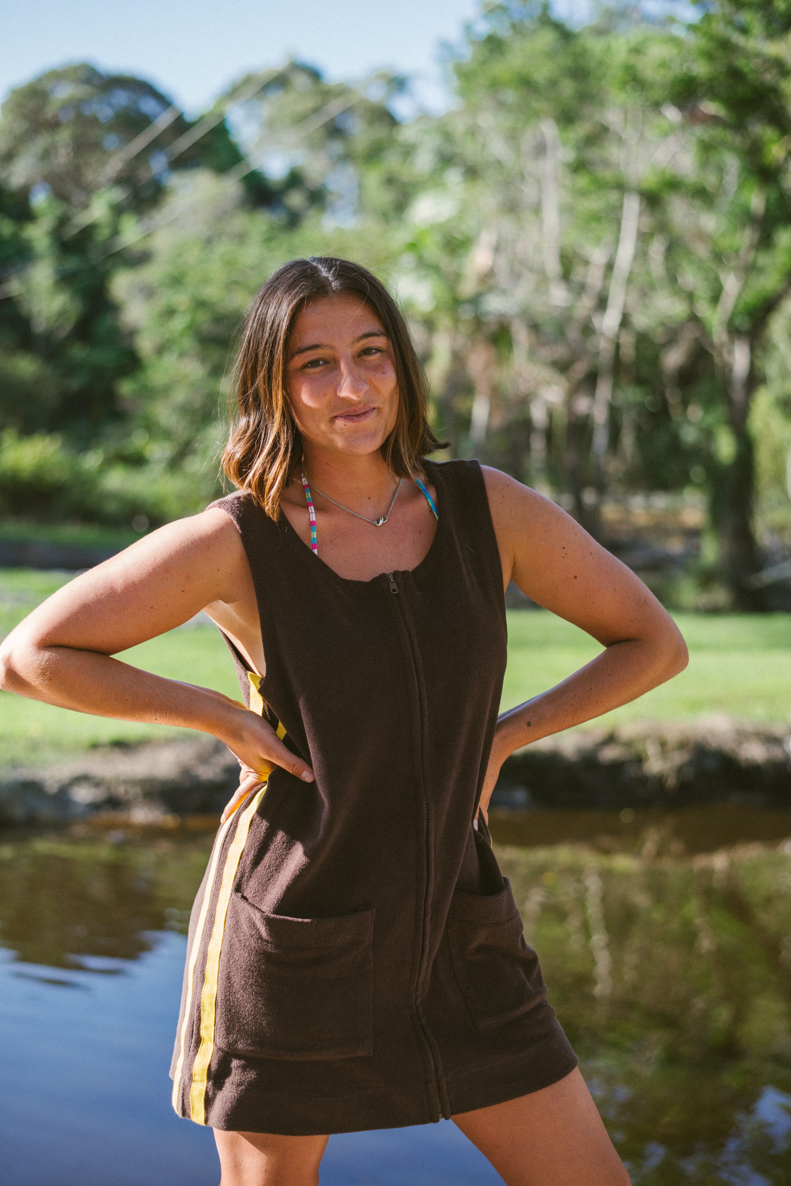 Terry Sailor Dress in Chocolate Mango - Atmosea