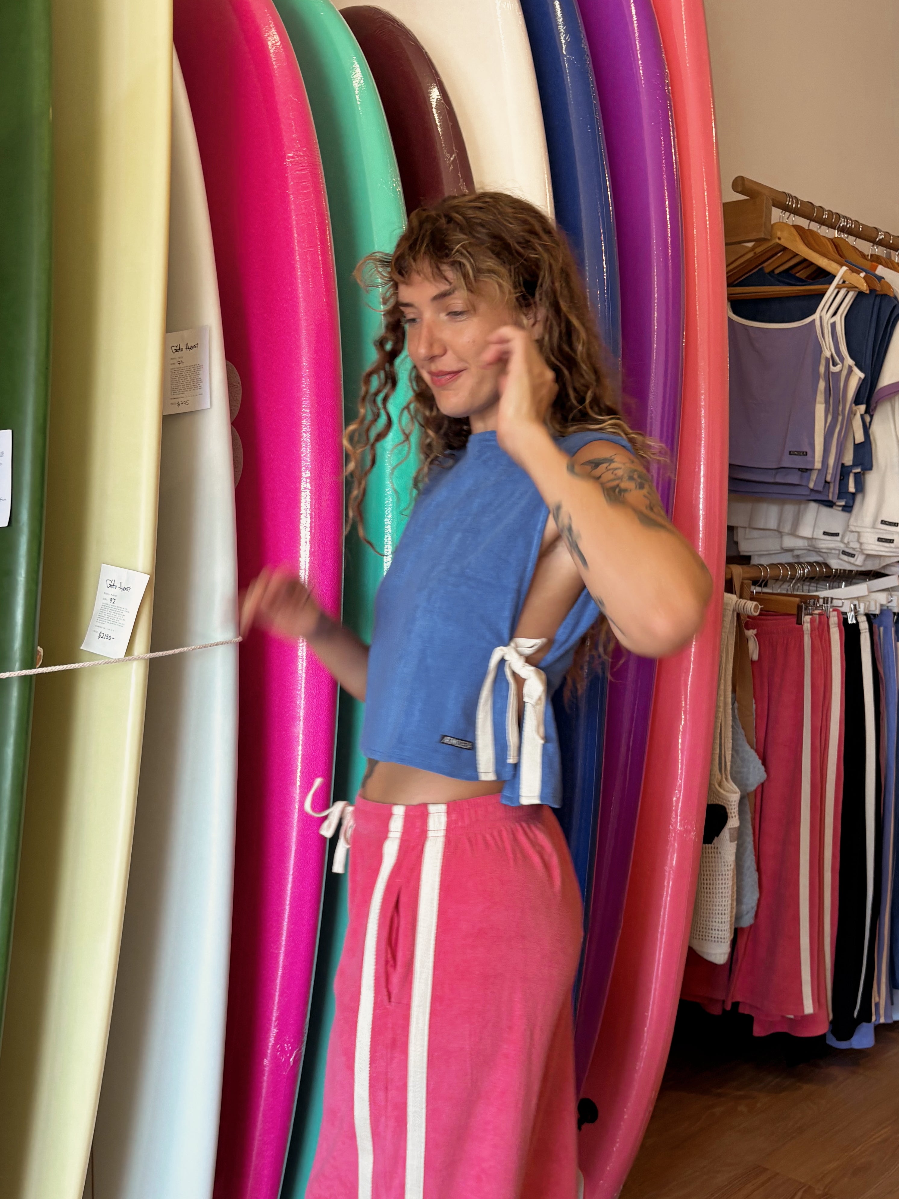 Terry Tie Top in Cobalt - Atmosea