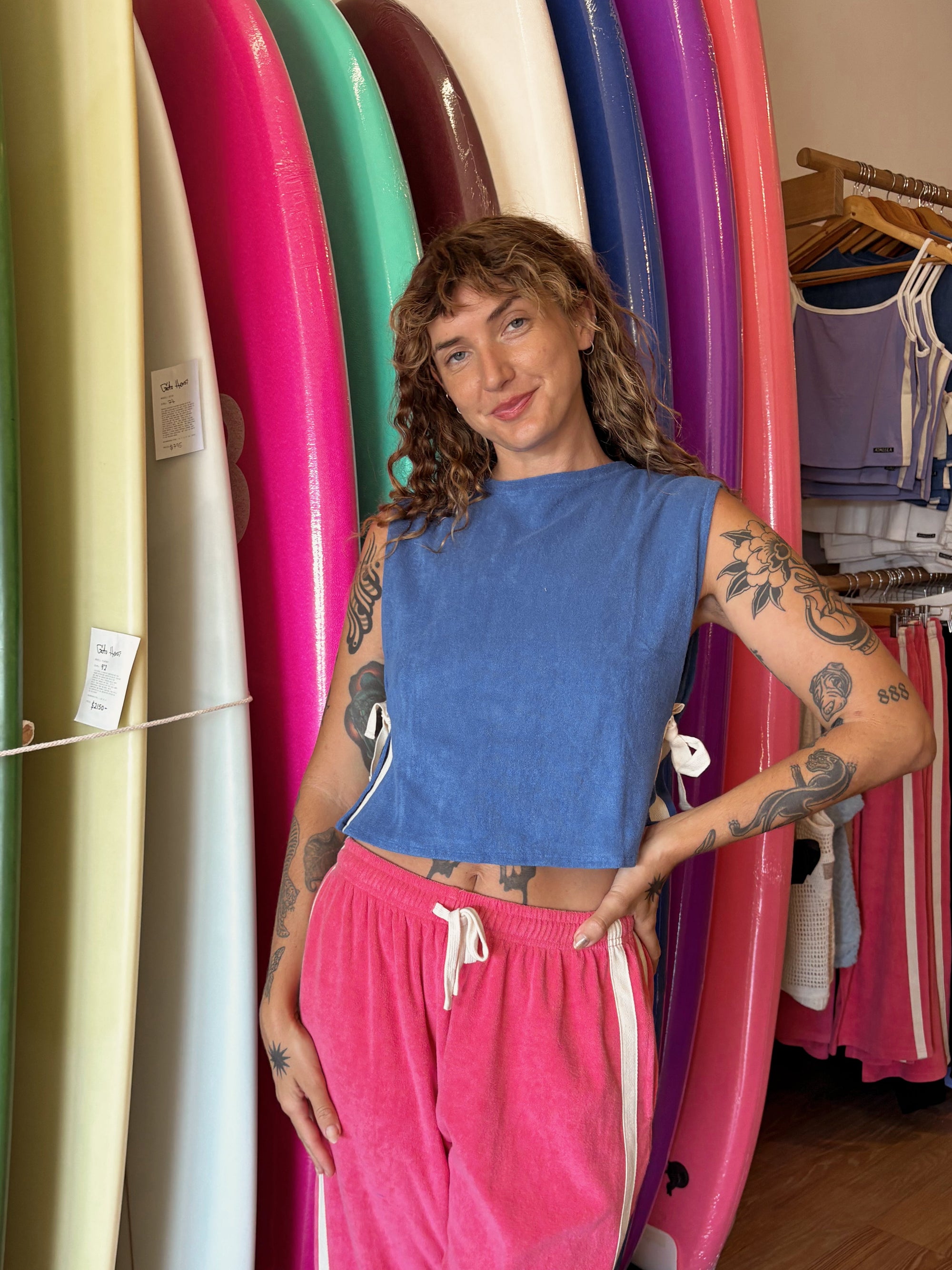 Terry Tie Top in Cobalt - Atmosea