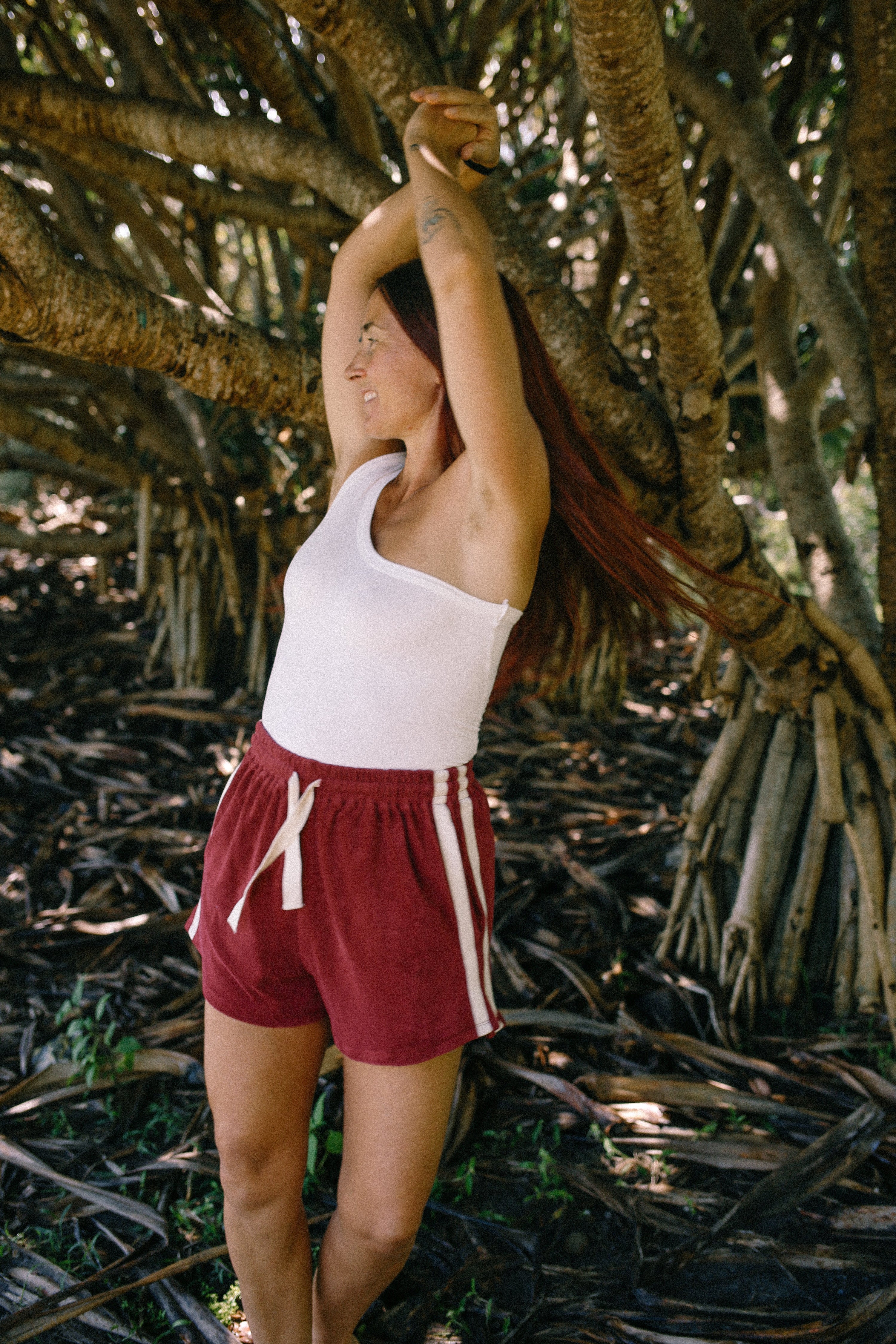 Terry Towelling Shorts Berry - Atmosea