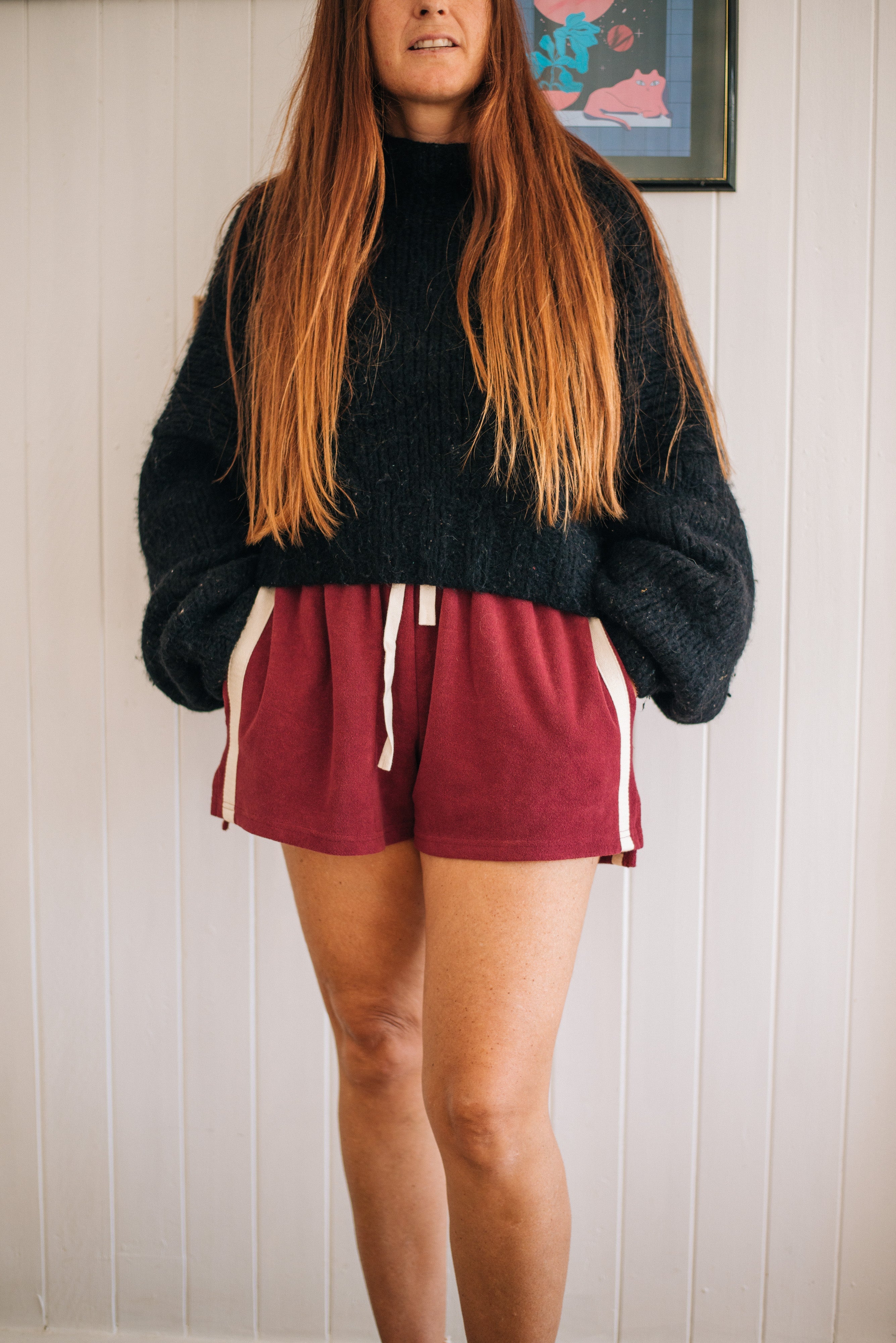 Terry Towelling Shorts Berry - Pre Order - Atmosea