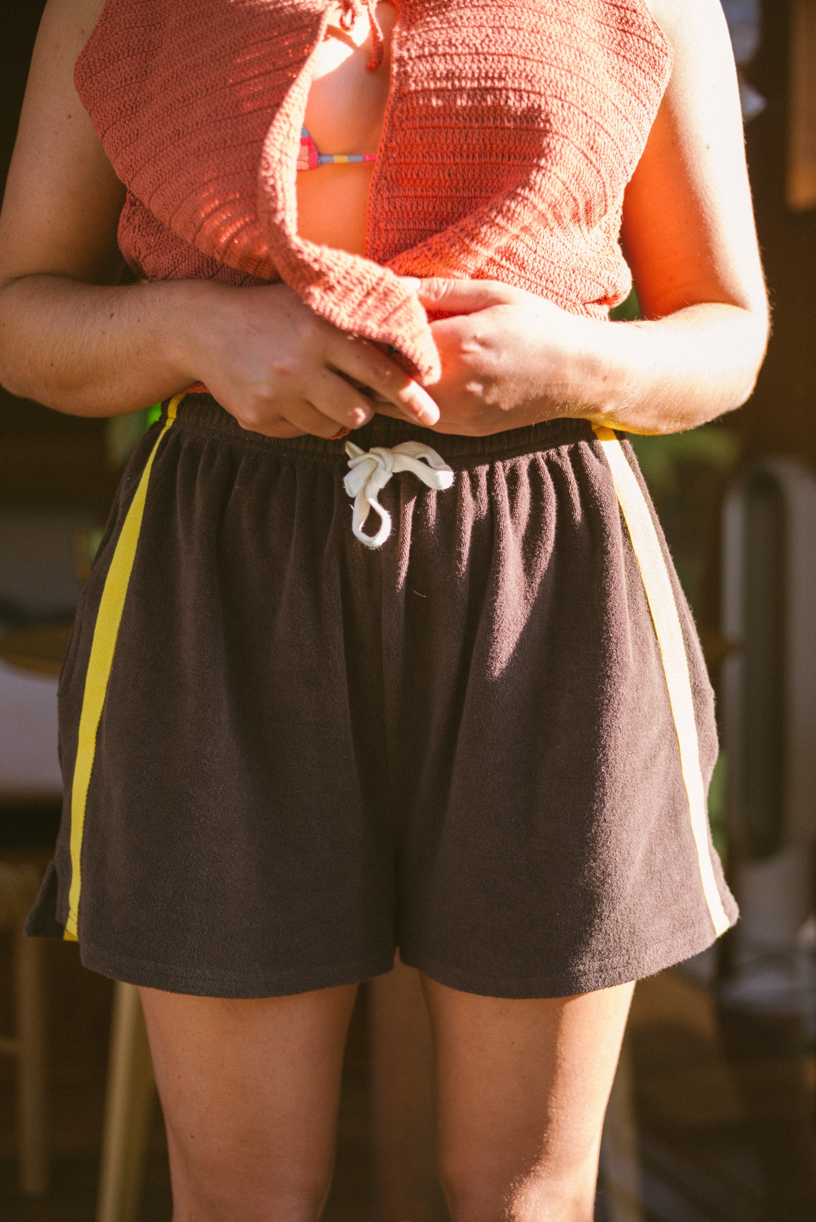 Terry Towelling Shorts in Chocolate Mango - Atmosea