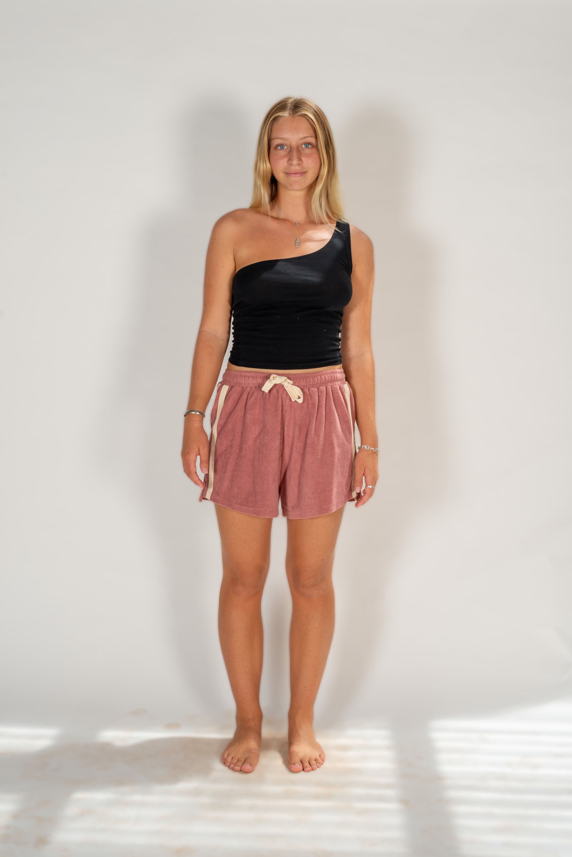 Terry Towelling Shorts in Mulberry - Atmosea