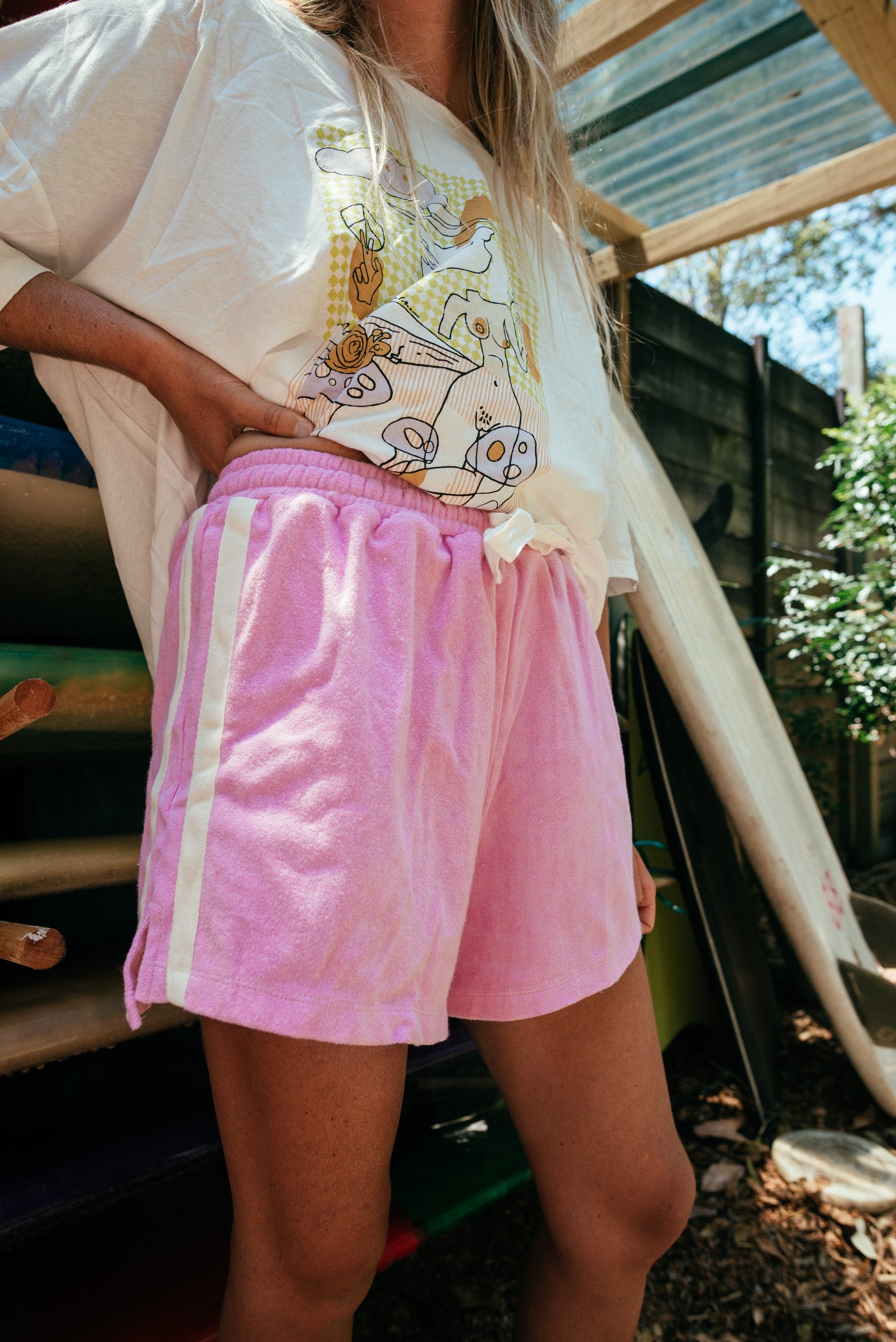 Terry Towelling Shorts - Pink - Atmosea