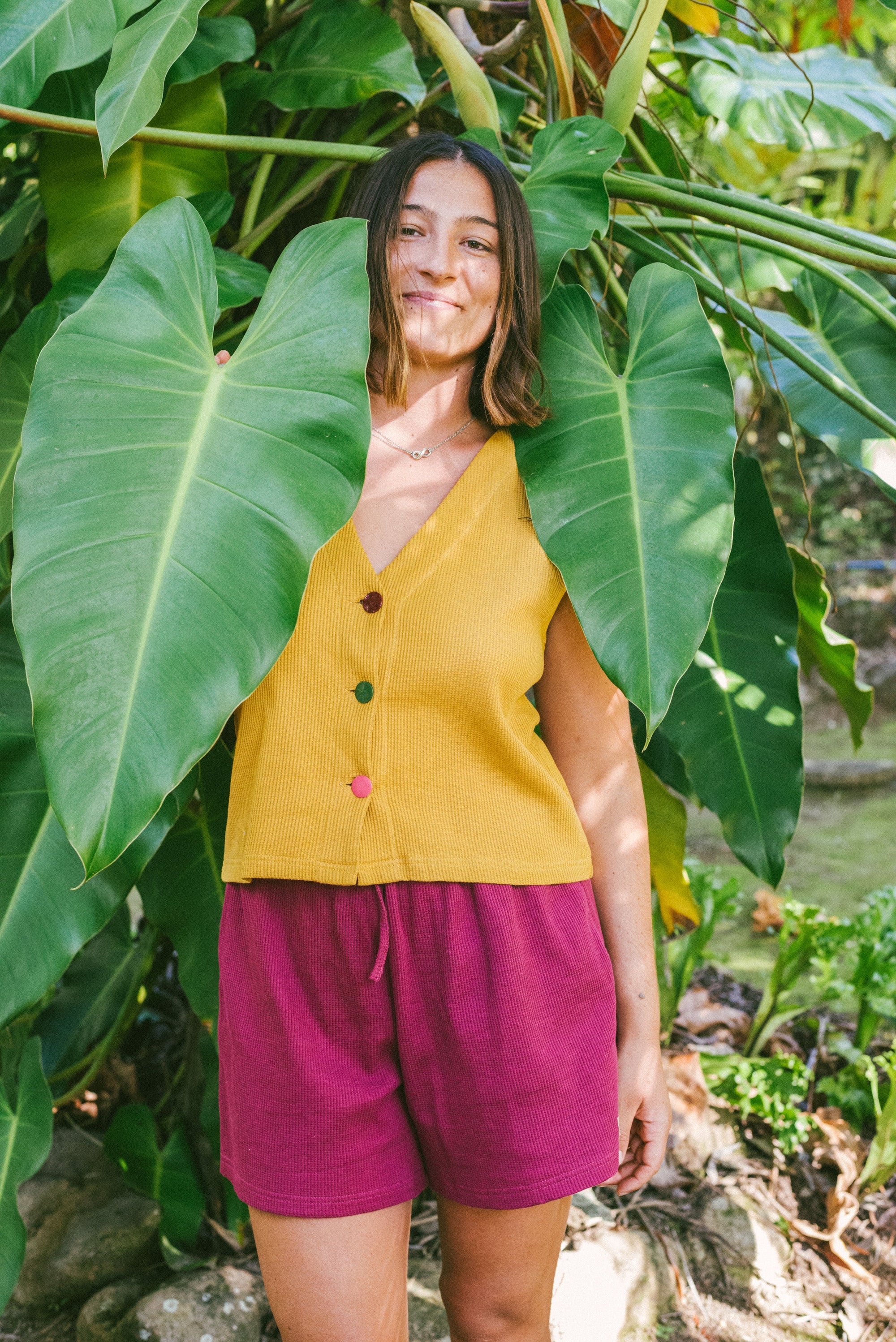 Waffle Ease Short in Berry - Atmosea